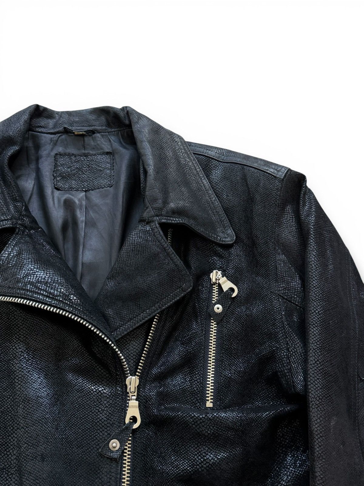 Vintage Vintage Avant Garde Texture Leather Biker Moto Jacket Size US M / EU 48-50 / 2 - 2 Thumbnail