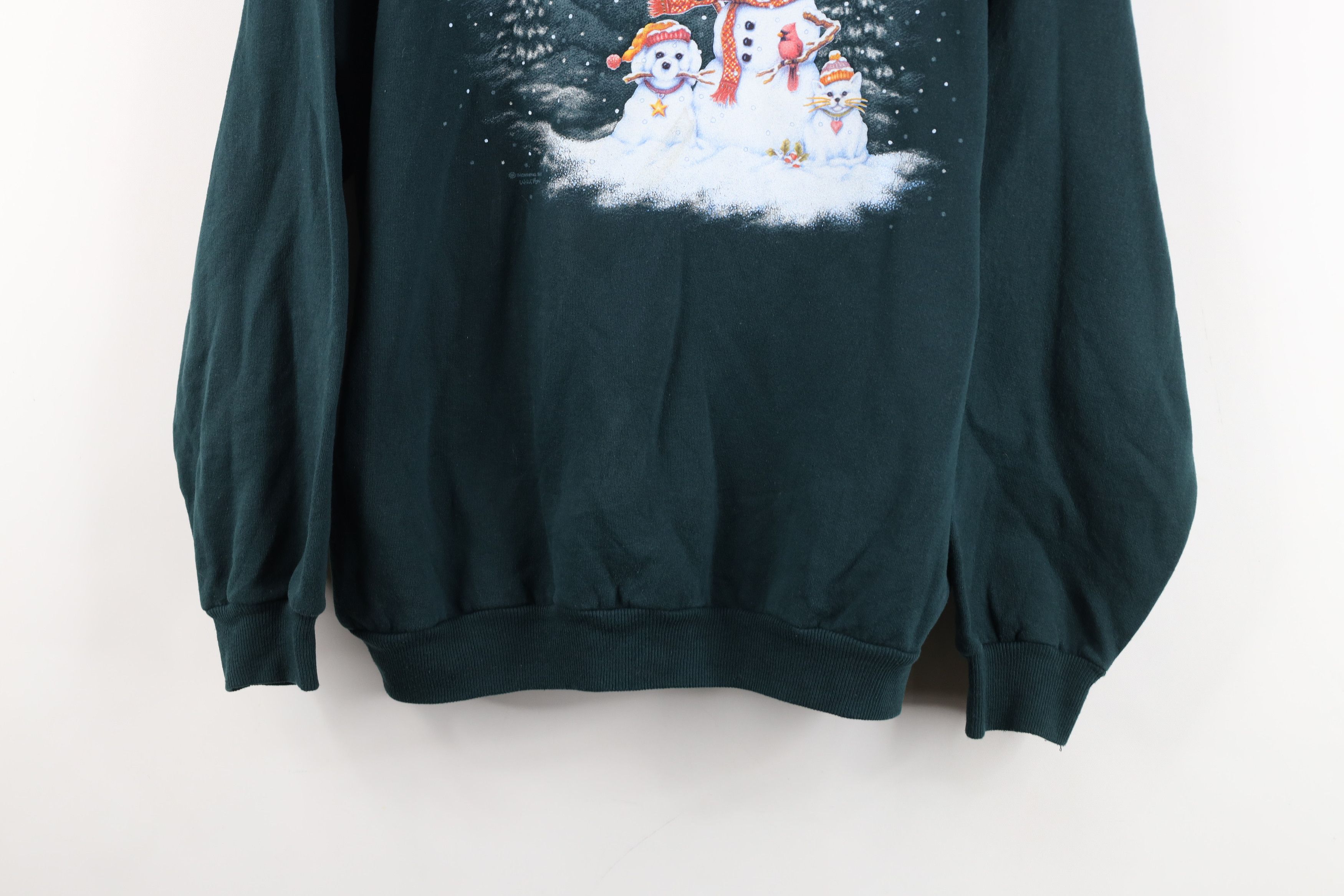 Vintage Vintage 90s Streetwear Christmas Dog Cat Snowman Sweatshirt Size M / US 6-8 / IT 42-44 - 3 Thumbnail