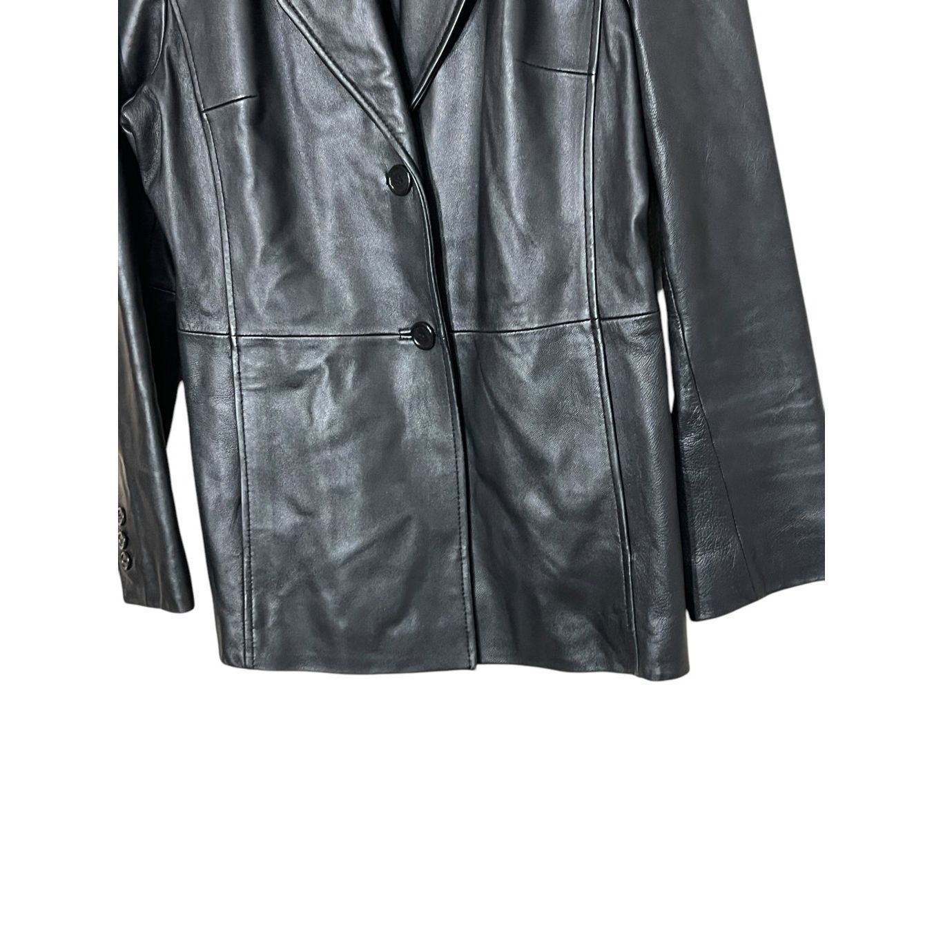 Other Vintage 90's Valerie Stevens Black Leather Blazer Jacket Size M Size M / US 6-8 / IT 42-44 - 3 Thumbnail