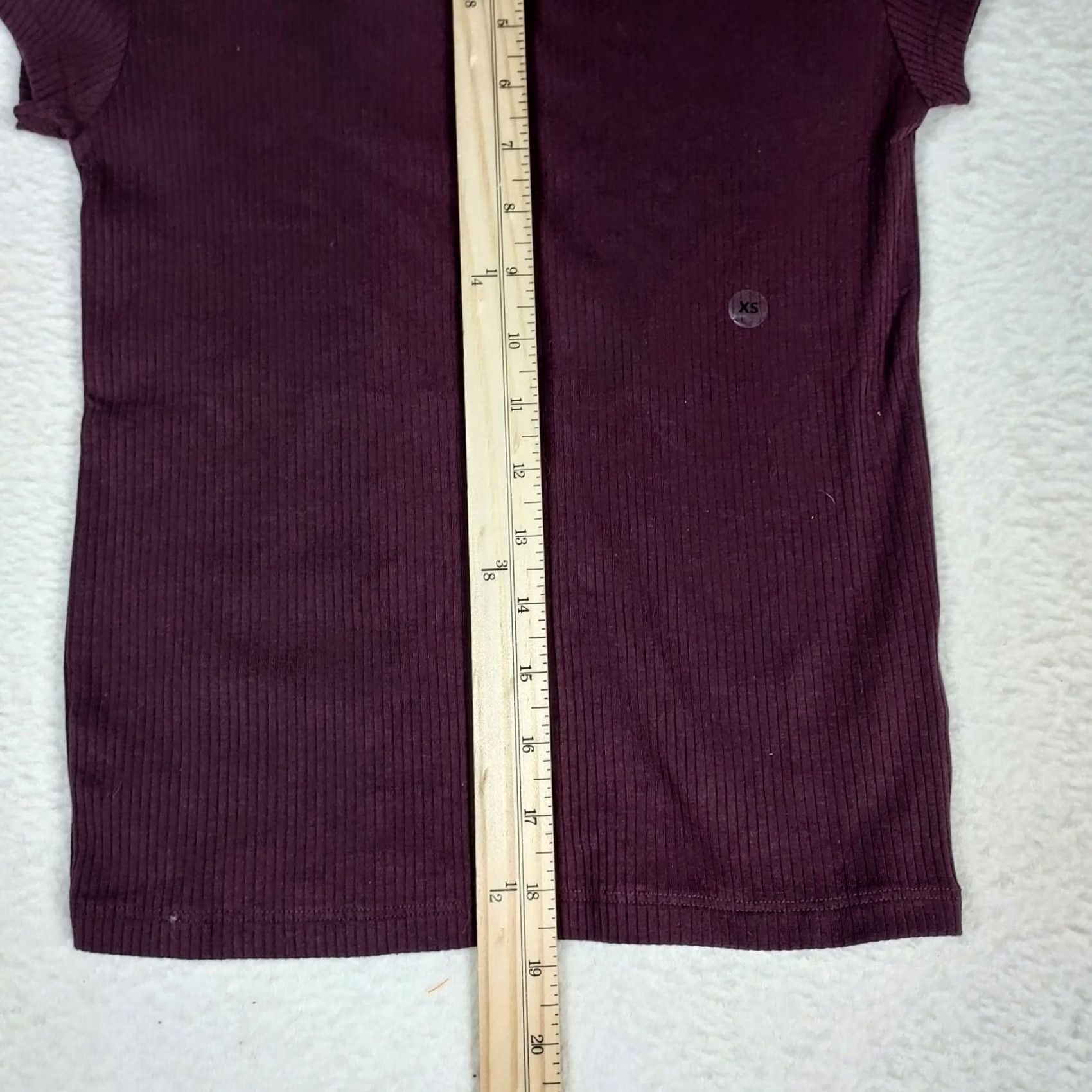 American Eagle Outfitters American Eagle Outfitters Shirt Womens XS Ribbed Burgundy Short Sleeve Pullover Viscose Solid Red Top Shirt Size XS / US 0-2 / IT 36-38 - 5 Thumbnail