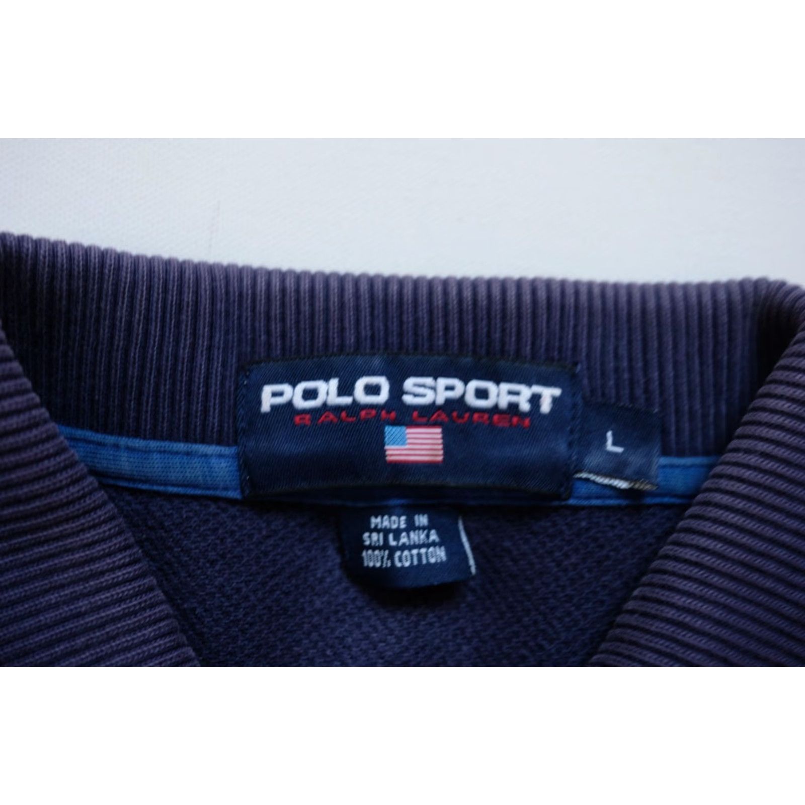 Ralph Lauren VINTAGE Ralph Lauren polo sport VTG 90s retro American flag faded blue cotton polo SZ L Mens Size US L / EU 52-54 / 3 - 7 Thumbnail