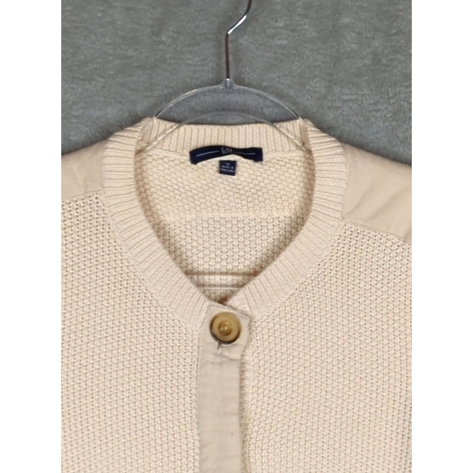 Gap VINTAGE Gap Women’s Cardigan Sweater Cream Chunky Knit Button Cotton S Cottagecore Size S / US 4 / IT 40 - 3 Thumbnail