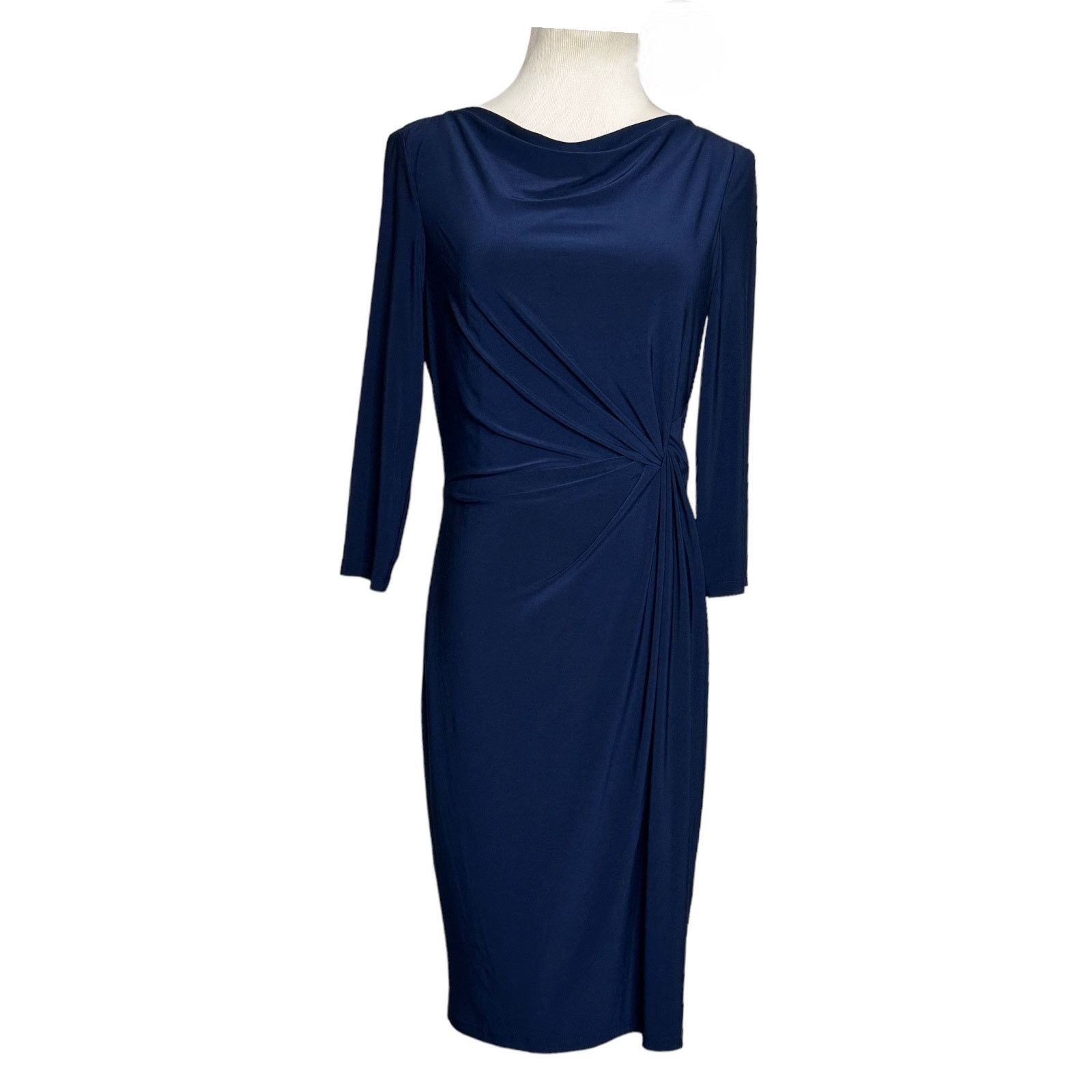 Ralph Lauren Ralph Lauren navy blue 3/4 sleeves cowl neck dress size 2 Size XS / US 0-2 / IT 36-38 - 16 Thumbnail