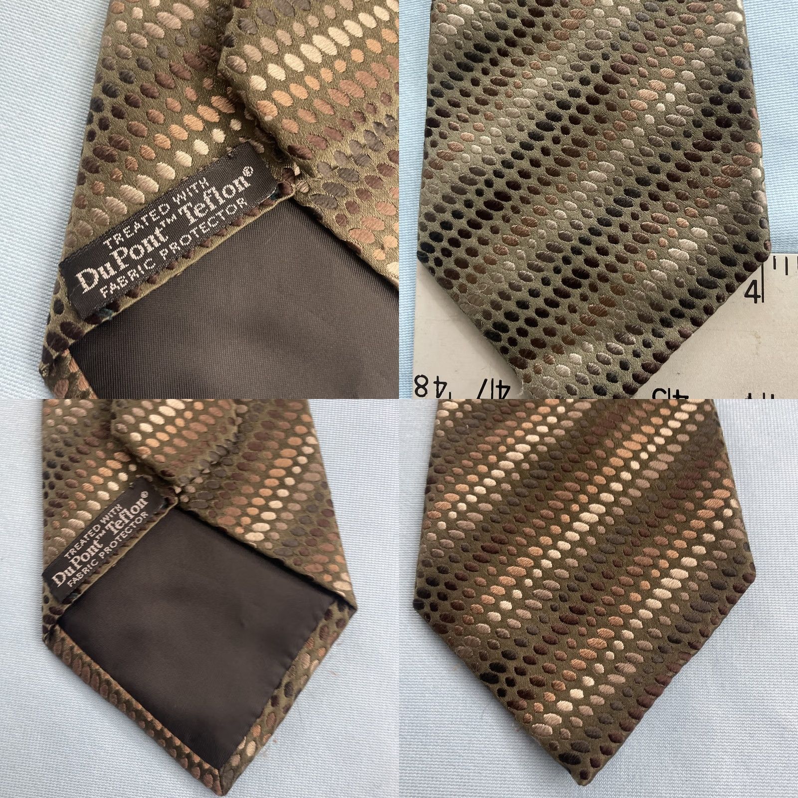 Dockers VINTAGE Dockers Necktie Silk Woven Stripe Dots Navy Green Brown 57"-60" 4x60 Men Tie Dupont Teflon Capsule Executive Handcrafted Size ONE SIZE - 8 Thumbnail