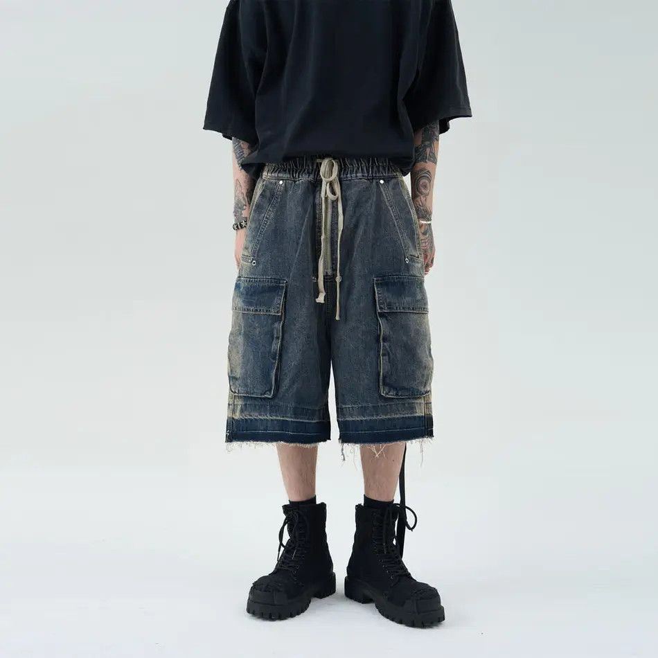 Japanese Brand Retro fringed multi pocket denim shorts Size US 32 / EU 48 - 6 Thumbnail
