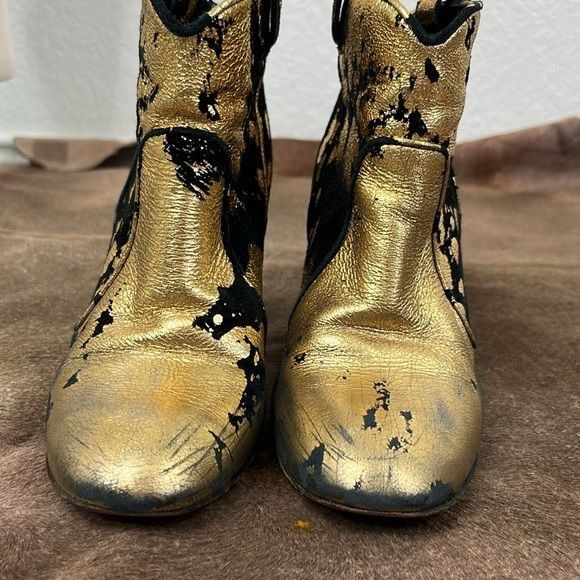 Other Laurence Dacade Gold Splatter Booties Size US 7 / IT 37 - 6 Thumbnail