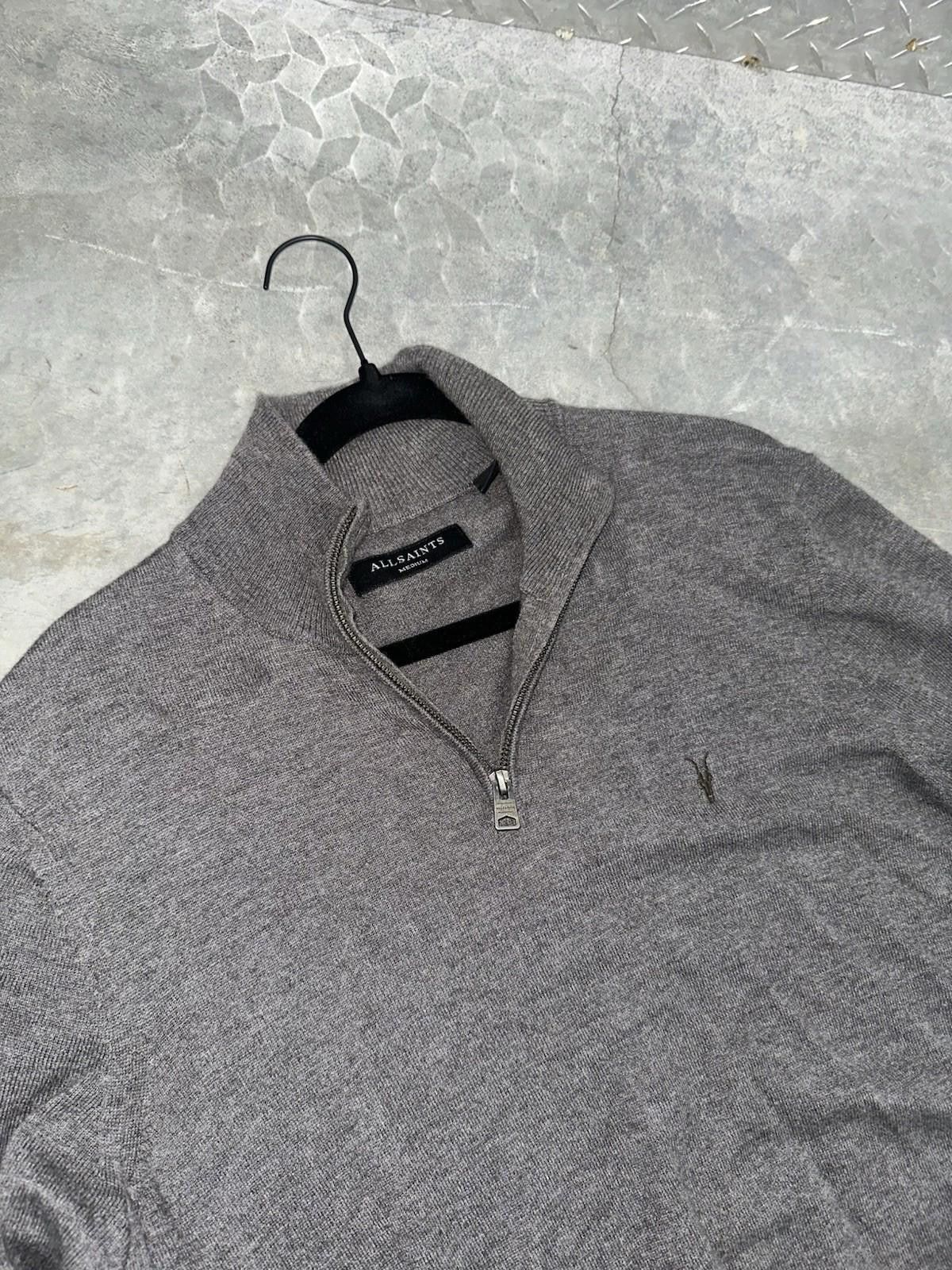 Allsaints All Saints Wool Quarter Zip, Men’s M, Dark Gray Long Sleeve Size US M / EU 48-50 / 2 - 3 Thumbnail