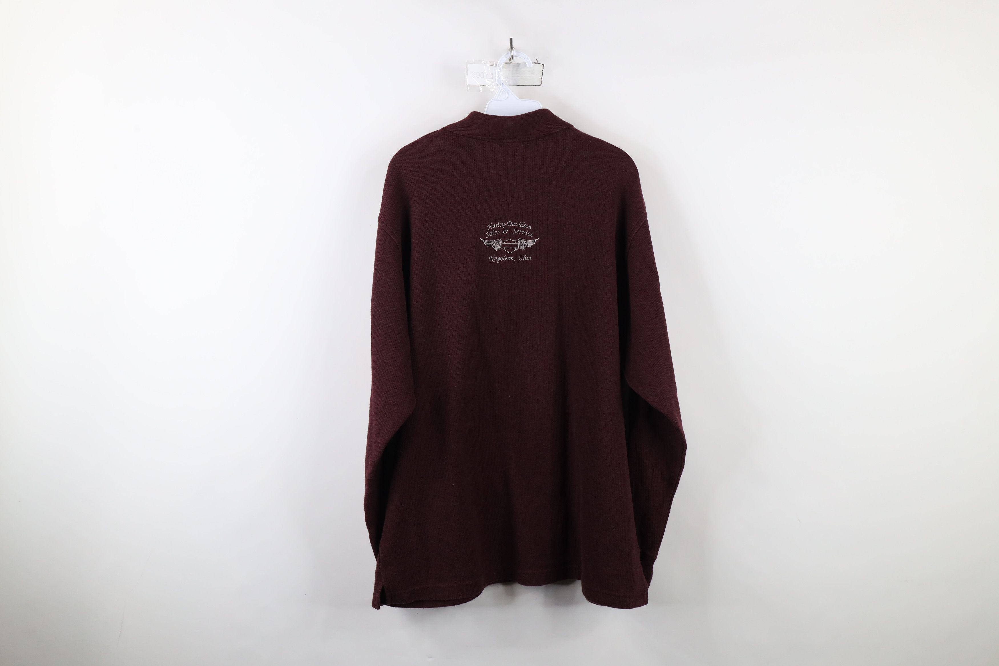 Harley Davidson × Vintage Vintage 90s Harley Davidson Ribbed Knit Long Sleeve Polo Size US L / EU 52-54 / 3 - 9 Thumbnail