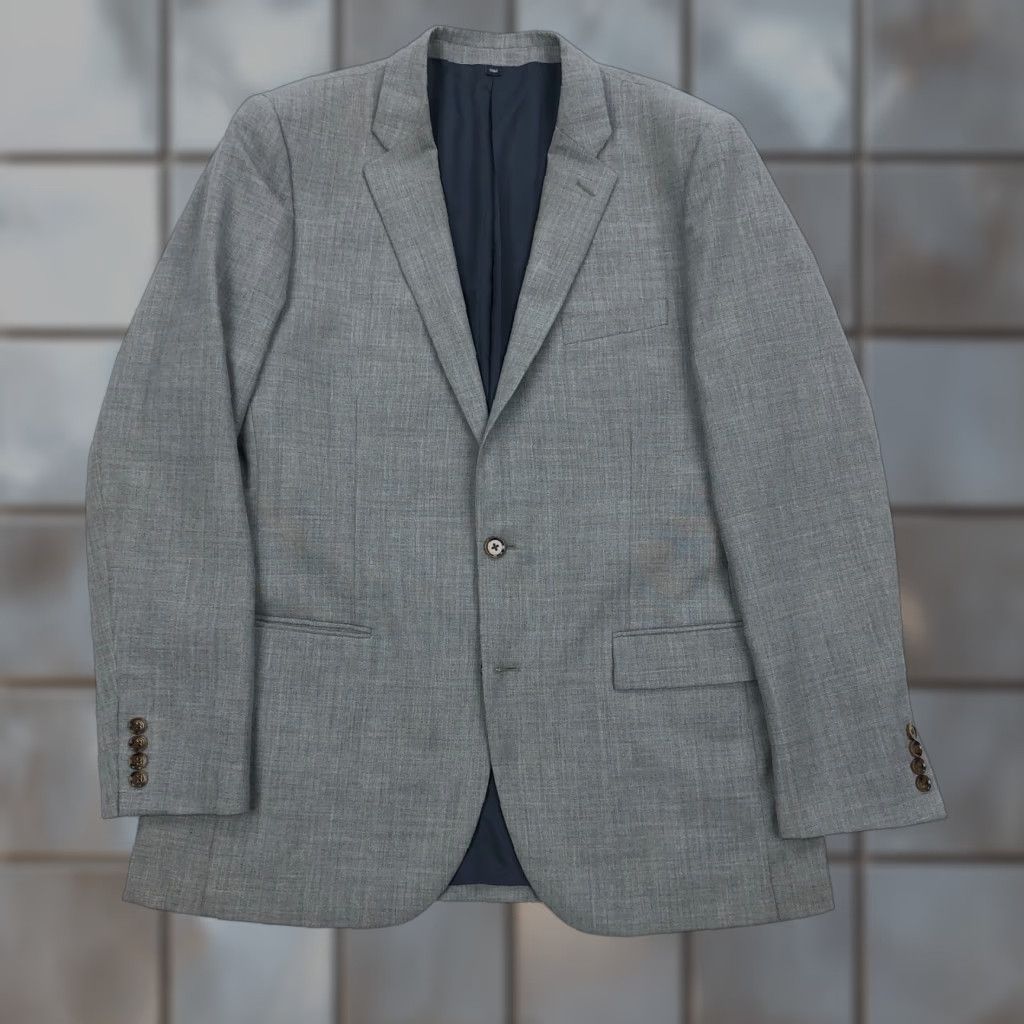 J.Crew J. Crew Blazer 42L Wool Men Notch Lapel Double Vent Check Gray Sport Coat Regular Size 42 Mens Size 42R - 1 Thumbnail