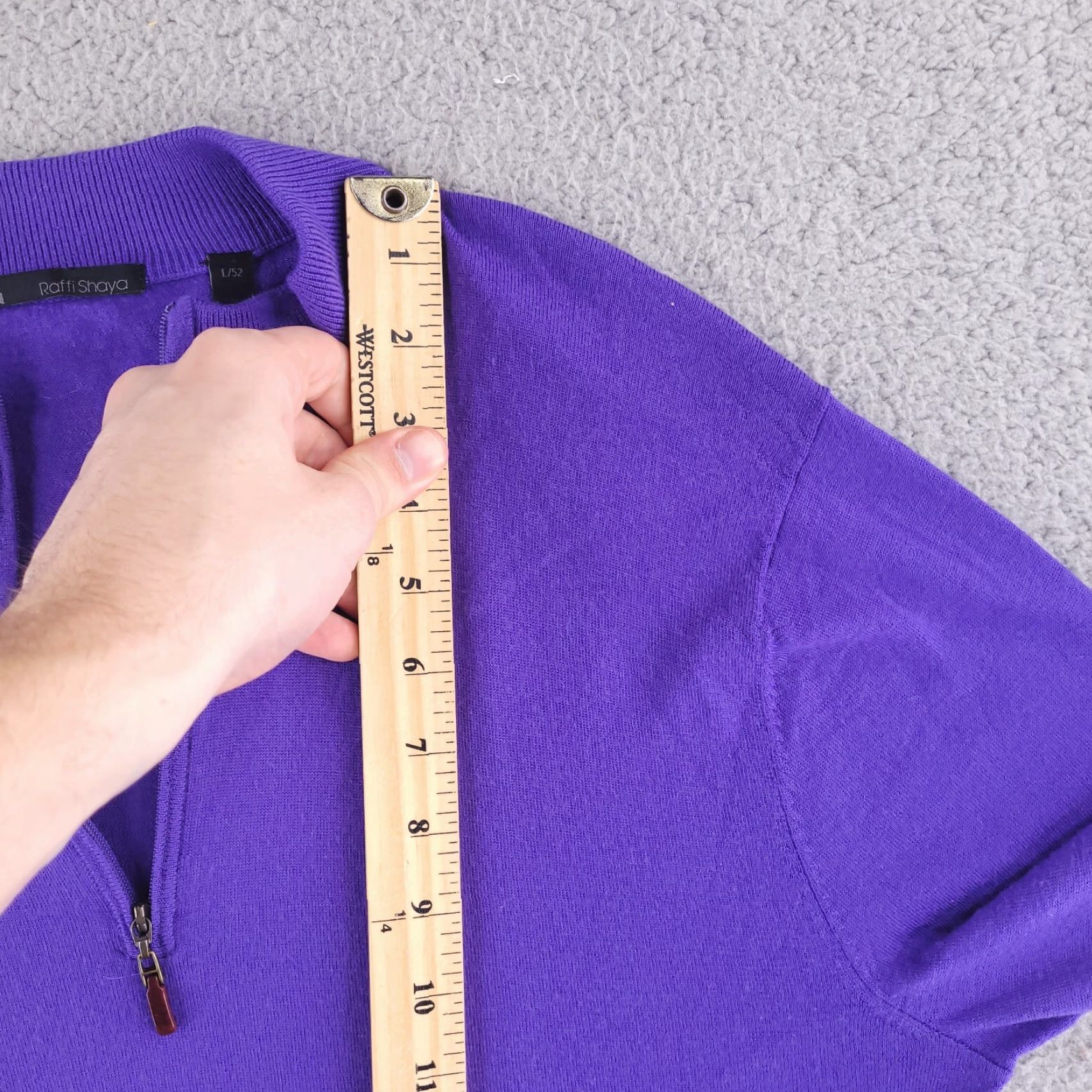 Layer 8 Raffi Shaya Sweater Mens Medium Quarter Zip Merino Wool Purple | Solid Layer Pullover Knit Shirt Womens? Size US M / EU 48-50 / 2 - 7 Thumbnail
