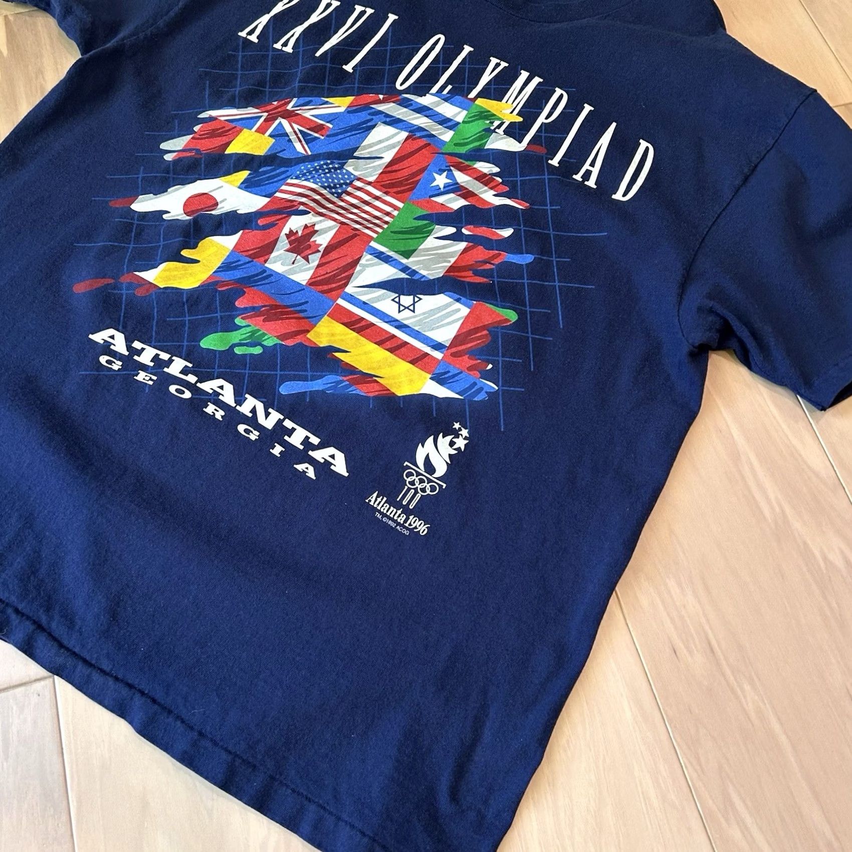 Vintage VINTAGE Champknit T-Shirt Olympic Atlanta Georgia 1996 USA 90s Graphic Print Tee Blue XL Mens Short Sleeve Cotton Crew Neck Regular Fit Size US XL / EU 56 / 4 - 2 Thumbnail