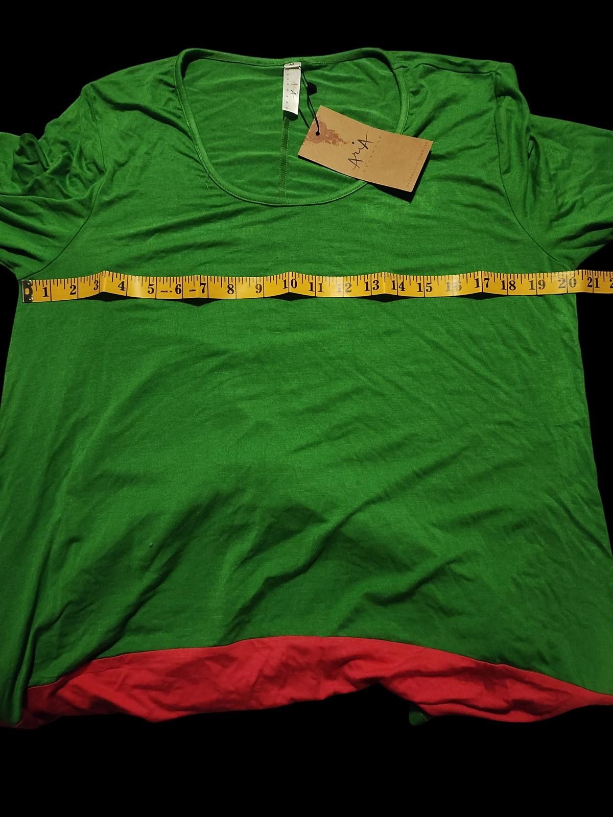 Aria Handmade Green and Coral Colorblock Tunic with 3/4 Sleeves Size M / US 6-8 / IT 42-44 - 7 Thumbnail