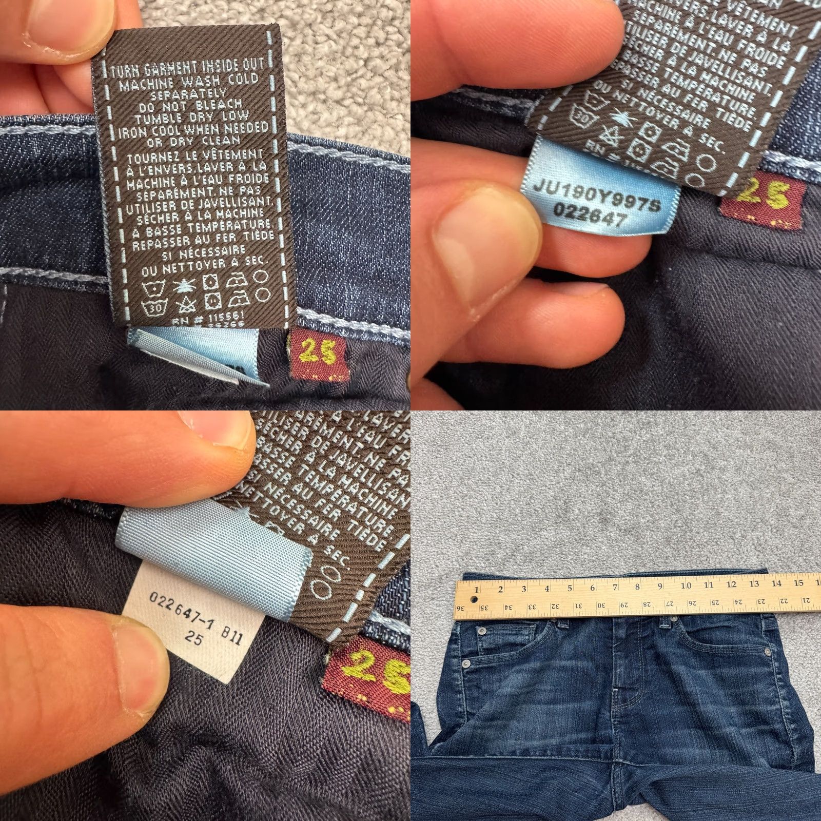 7 For All Mankind 7 For All Mankind Jeans Distressed Straight Leg Denim Dark Wash Womens 29 Blue 5-Pocket Regular Stretch Casual Size 29" - 9 Thumbnail