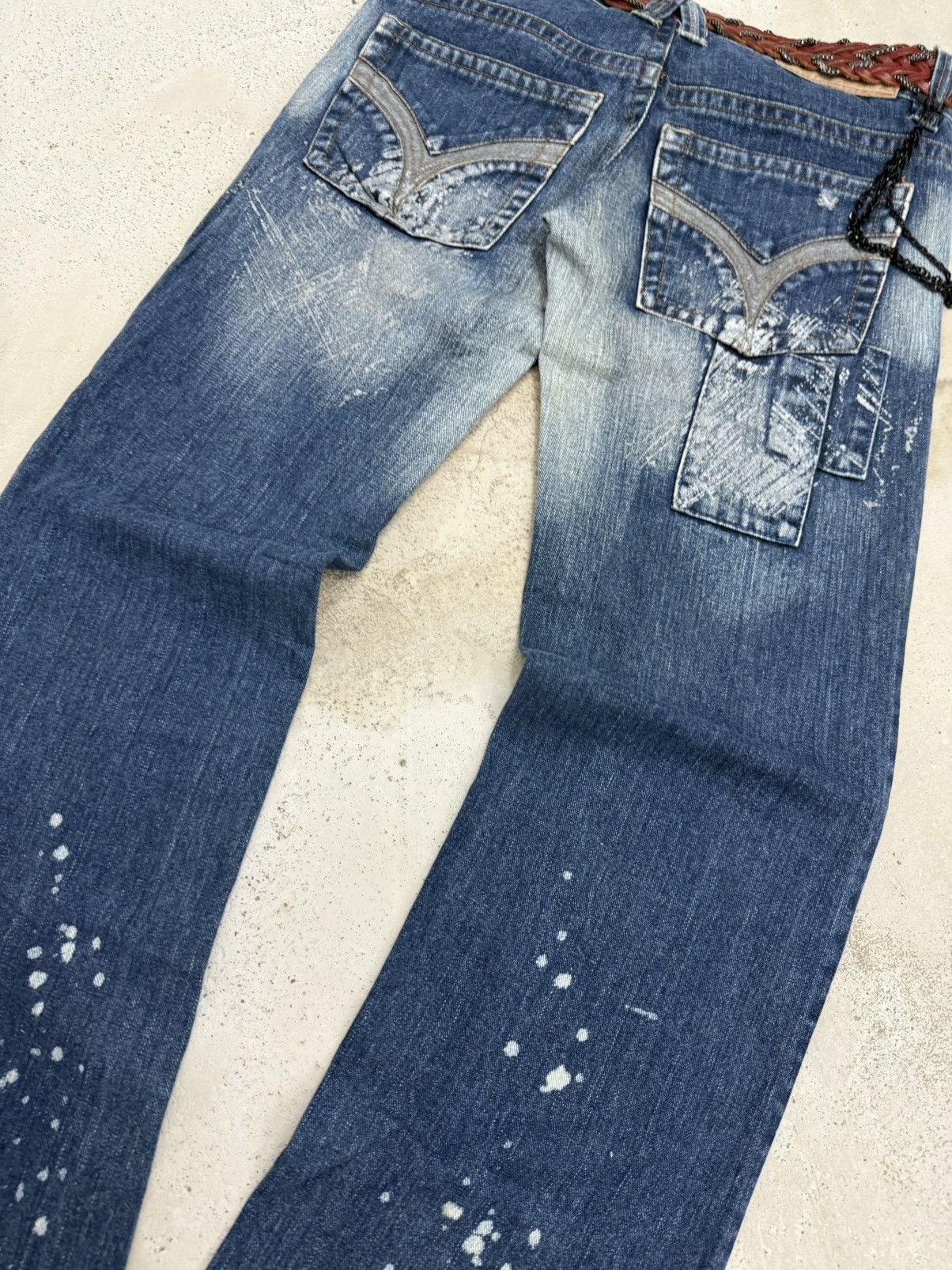 5351 POUR LES HOMMES × Japanese Brand × Le Grande Bleu (L.G.B.) Skybomber Japan Patchwork Painter Low Rise Flared Jeans Size US 30 / EU 46 - 14 Thumbnail