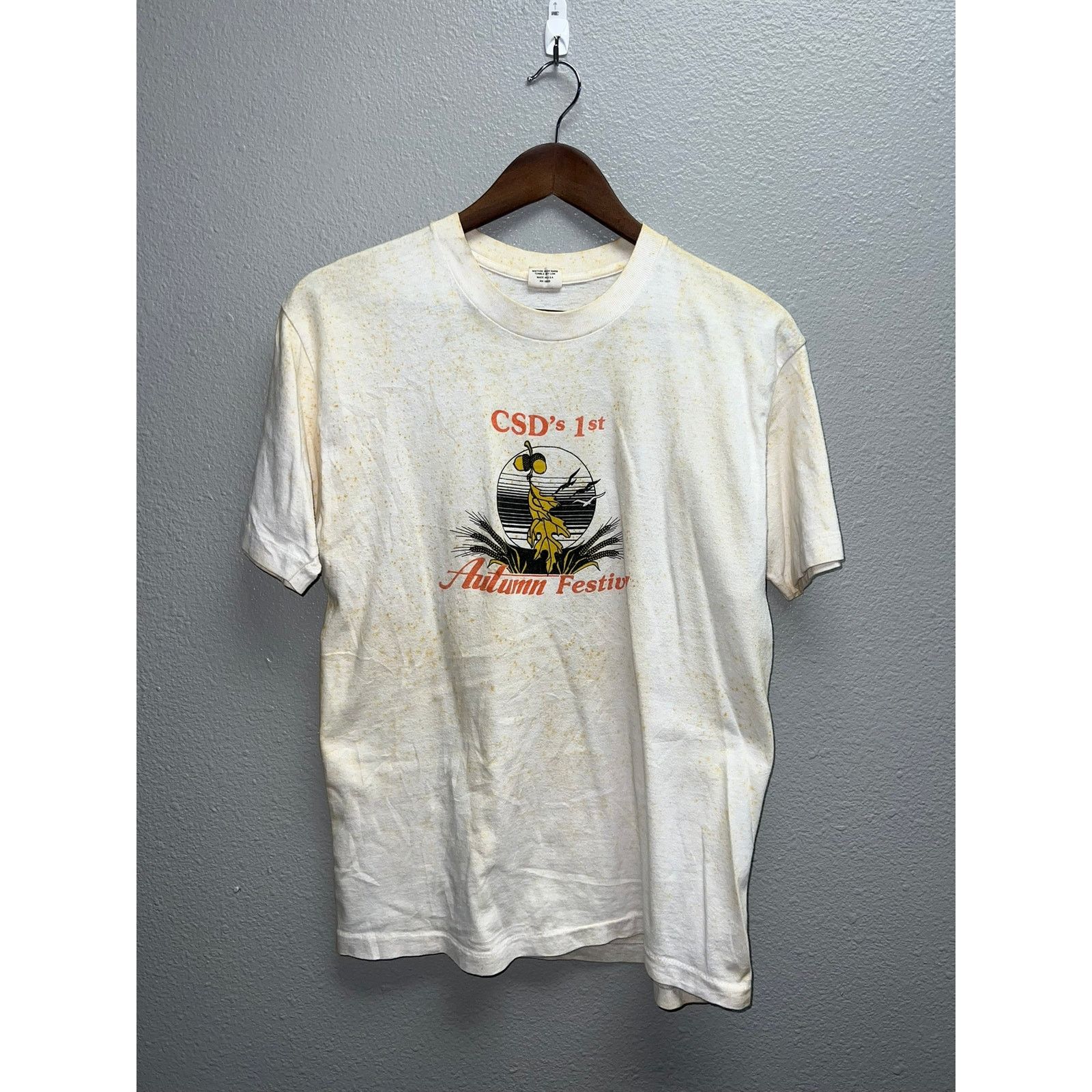 Vintage Vintage Autumn Shirt CSD's 1st Festival White Fall Tee 80s M Size US M / EU 48-50 / 2 - 1 Thumbnail