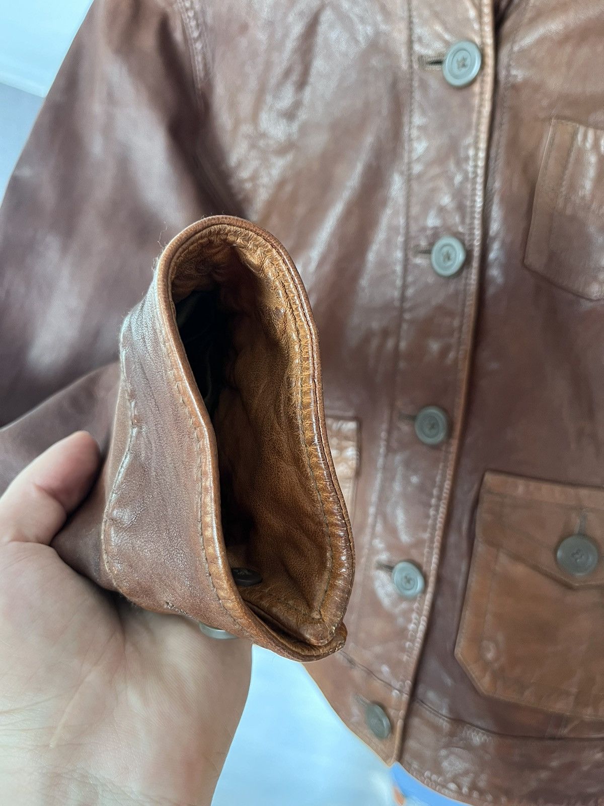 Gap Gap Vintage Brown Leather Woman Button Jacket 90’s Size M / US 6-8 / IT 42-44 - 7 Thumbnail