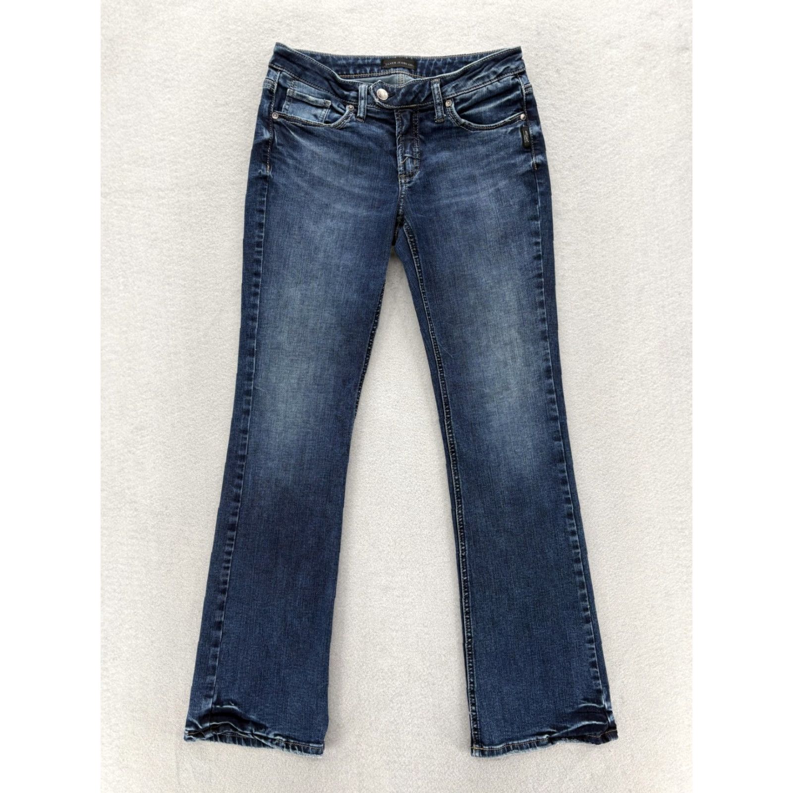 Silver Jeans Co. Silver Jeans Tuesday Slim Boot Womens 27x31 Blue Medium Wash Stretch Low Rise Jeans Size 27" / US 4 / IT 40 - 2 Thumbnail