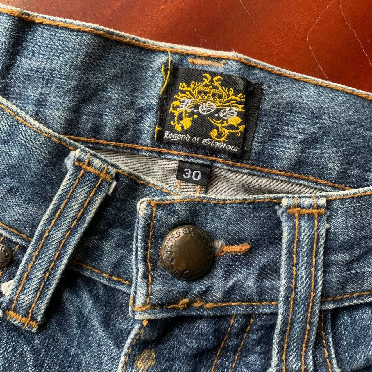 Japanese Brand Distressed Legend Of Glamour LOG Blue Denim Jeans Pants Y2K Size US 31 - 7 Thumbnail