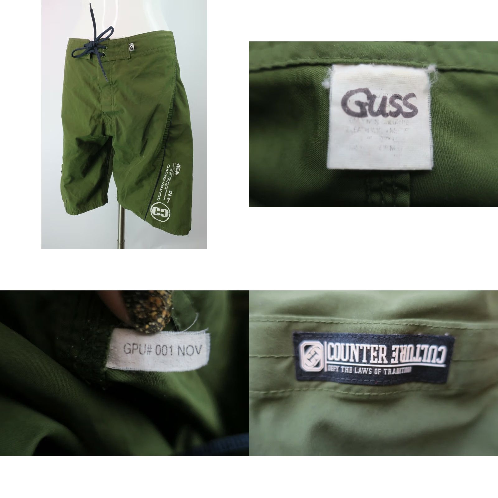 Vintage COUNTER CULTURE VTG 90s Boardshorts Swim Olive Green Cargo Trunks 32 Men Swim Bottoms Size US 32 / EU 48 - 8 Thumbnail
