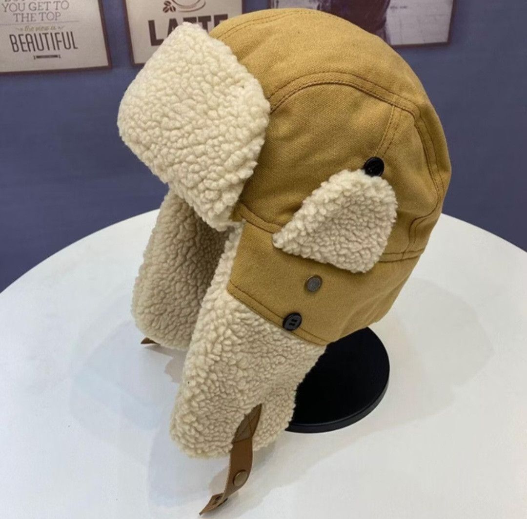 PPFM Thicked winter khaki canvas pilot hat Size ONE SIZE - 1 Preview