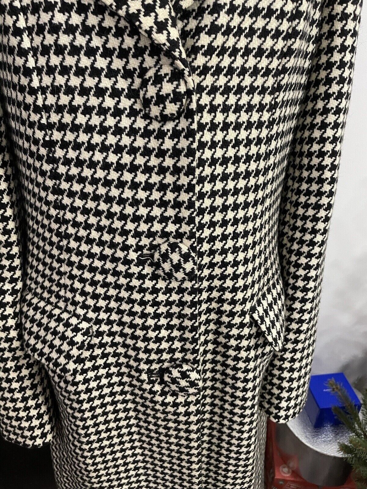 Moschino Moschino Jeans Wool Рoundstooth Print Long Wool Coat Size XL / US 12-14 / IT 48-50 - 4 Thumbnail