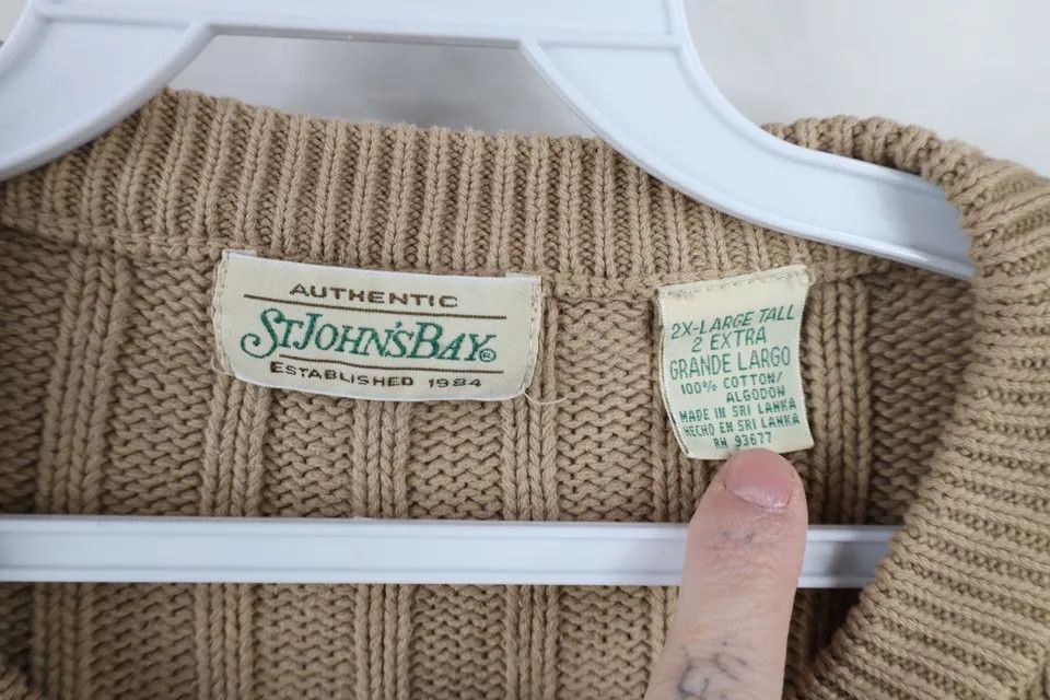 Vintage Vintage 90s Streetwear Ribbed Knit Crewneck Sweater Beige Size US XXL / EU 58 / 5 - 4 Thumbnail
