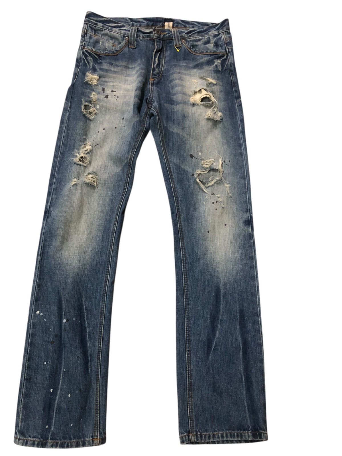 If Six Was Nine ArnowLedge Distressed Splash Paint Denim Pants Size US 32 / EU 48 - 1 Thumbnail