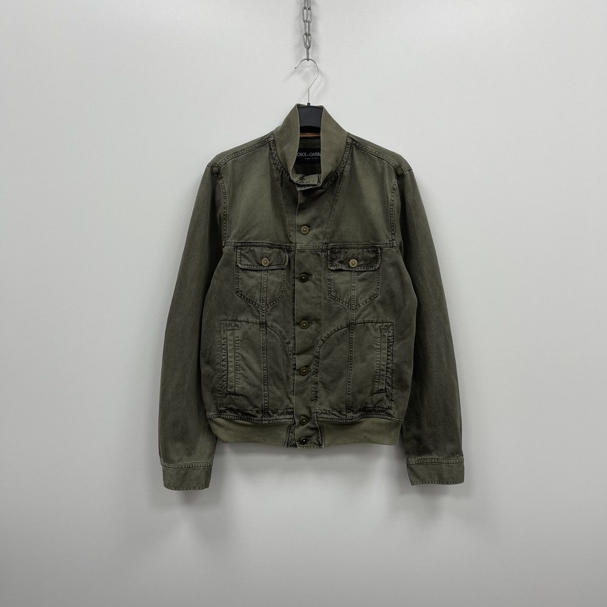Dolce & Gabbana Dolce & Gabbana Distressed Cotton Faded Vintage Jacket Green Size US M / EU 48-50 / 2 - 1 Thumbnail