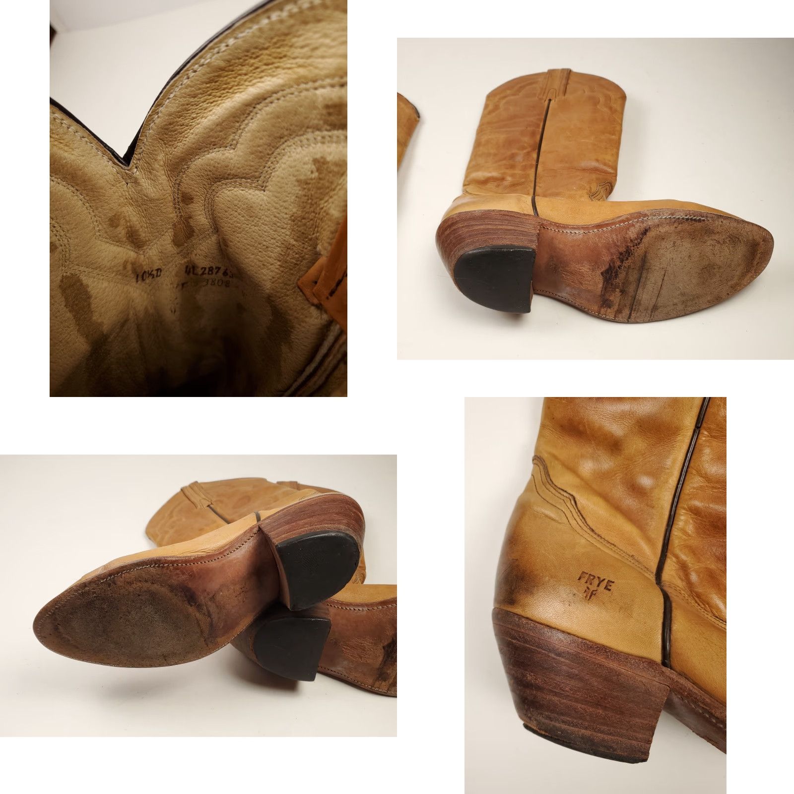 Frye Frye Boots Western Leather 3808 Cowboy Roper Made USA Mens 10.5 D Tan Brown Boots Mens Western Leather 3808 Frye US 10.5 D Size US 11 / EU 44 - 9 Thumbnail