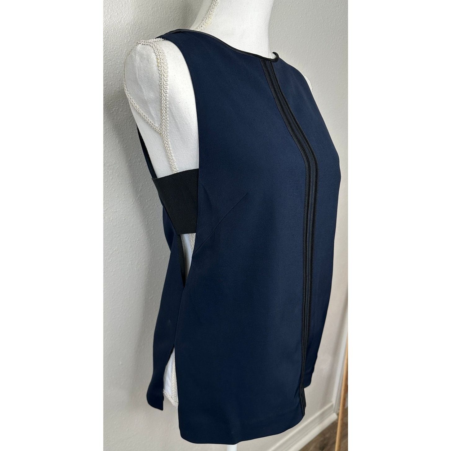 Rag & Bone rag & bone Navy Black High Neck Satin Zip Tank Sleeveless S Size S / US 4 / IT 40 - 1 Thumbnail