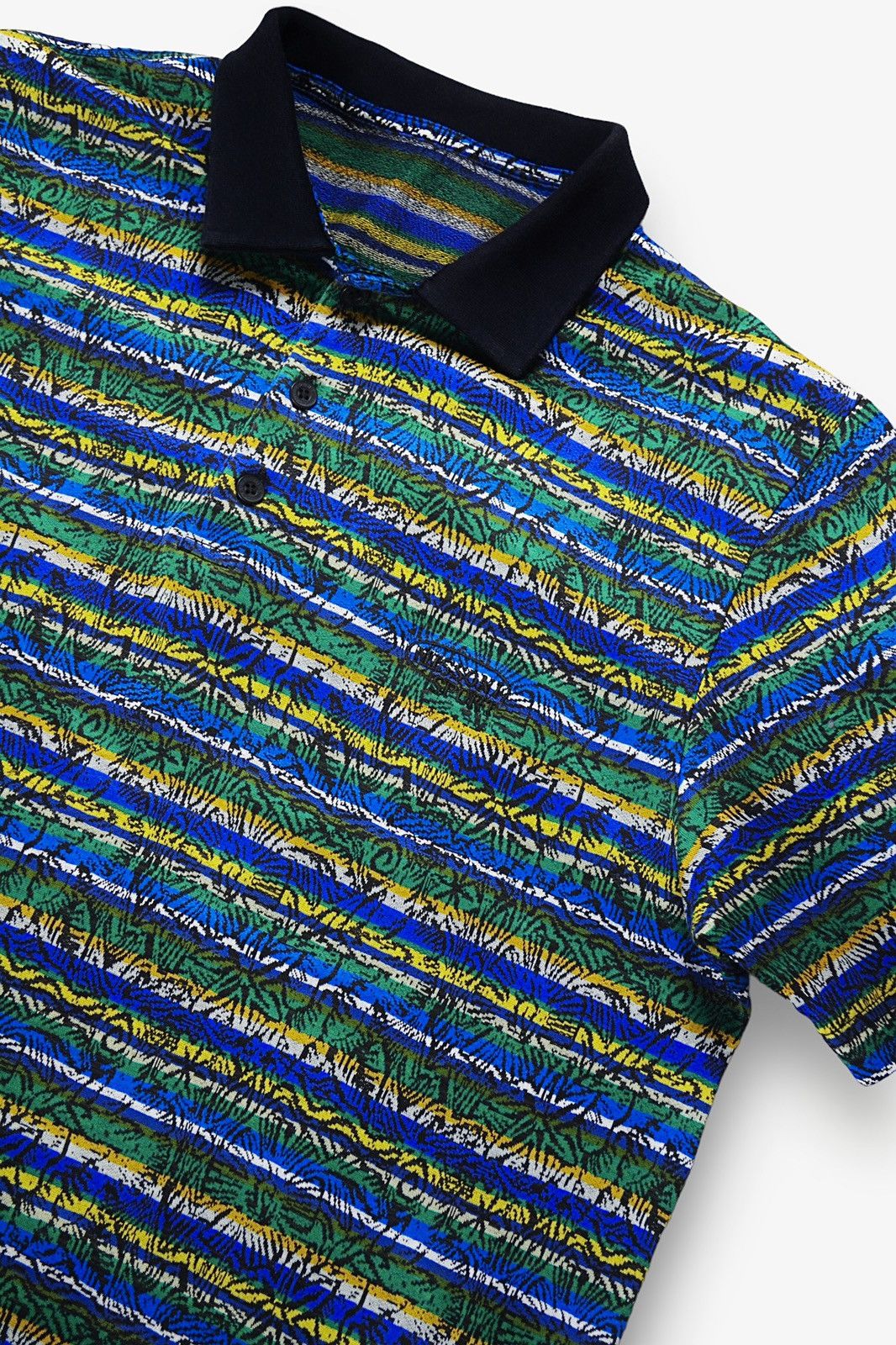 90s Missoni Sport Knit Floral Striped Polo Shirt