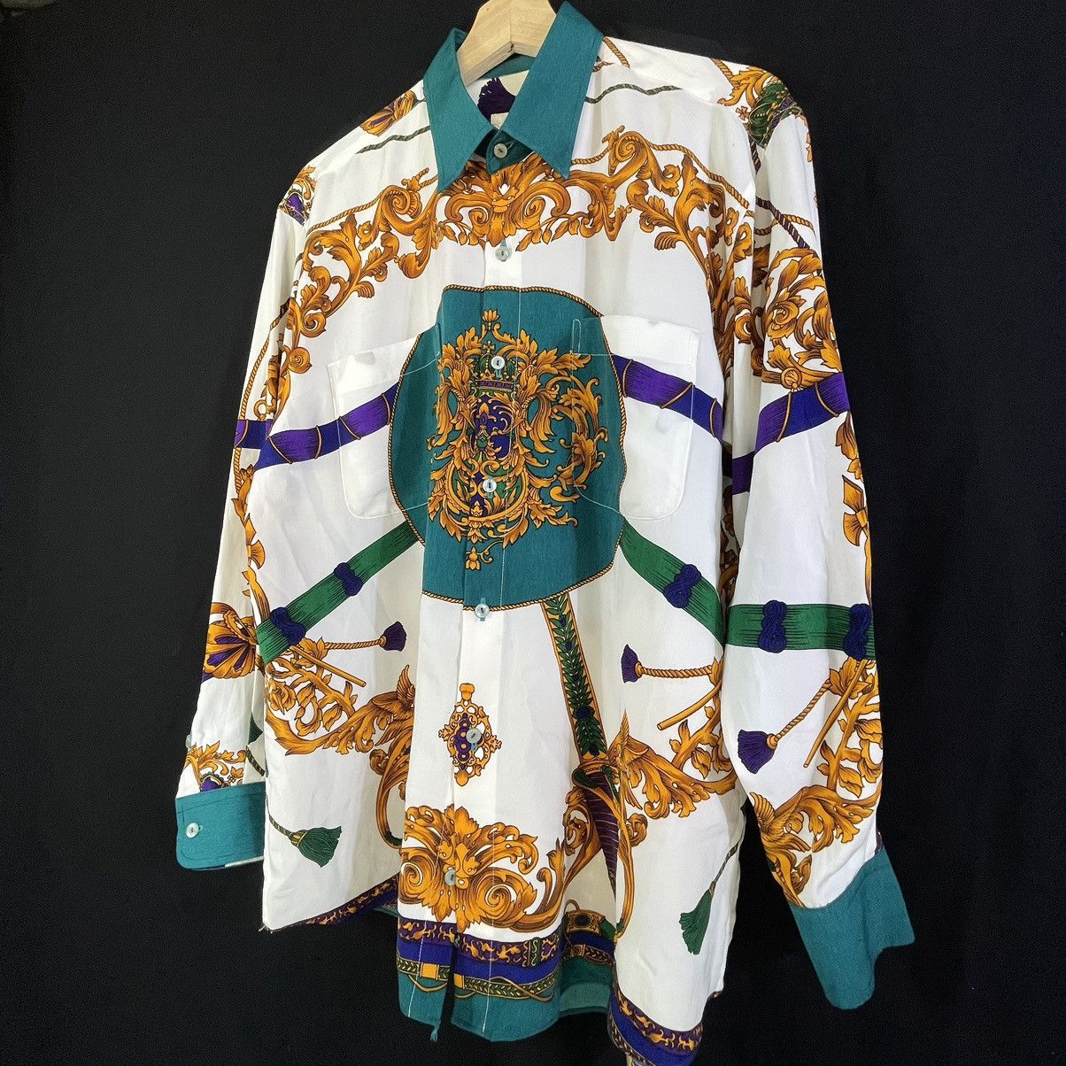 Japanese Brand Vintage Royalty Baroque Silk Printed Button Shirt Size US L / EU 52-54 / 3 - 6 Thumbnail