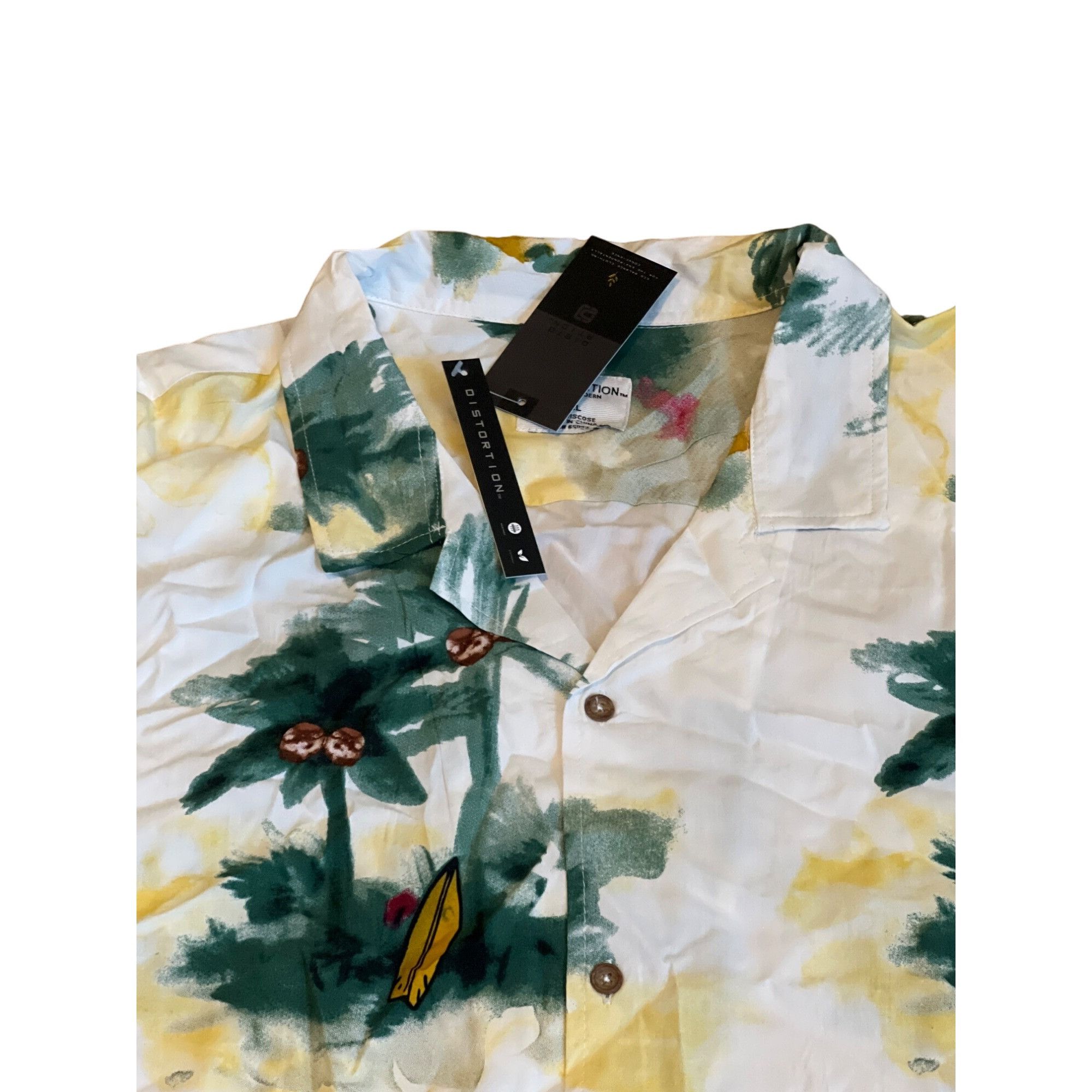 Other Distortion Hawaiian Camp Shirt Palm Trees 100% Viscose Size Size US XXL / EU 58 / 5 - 3 Thumbnail