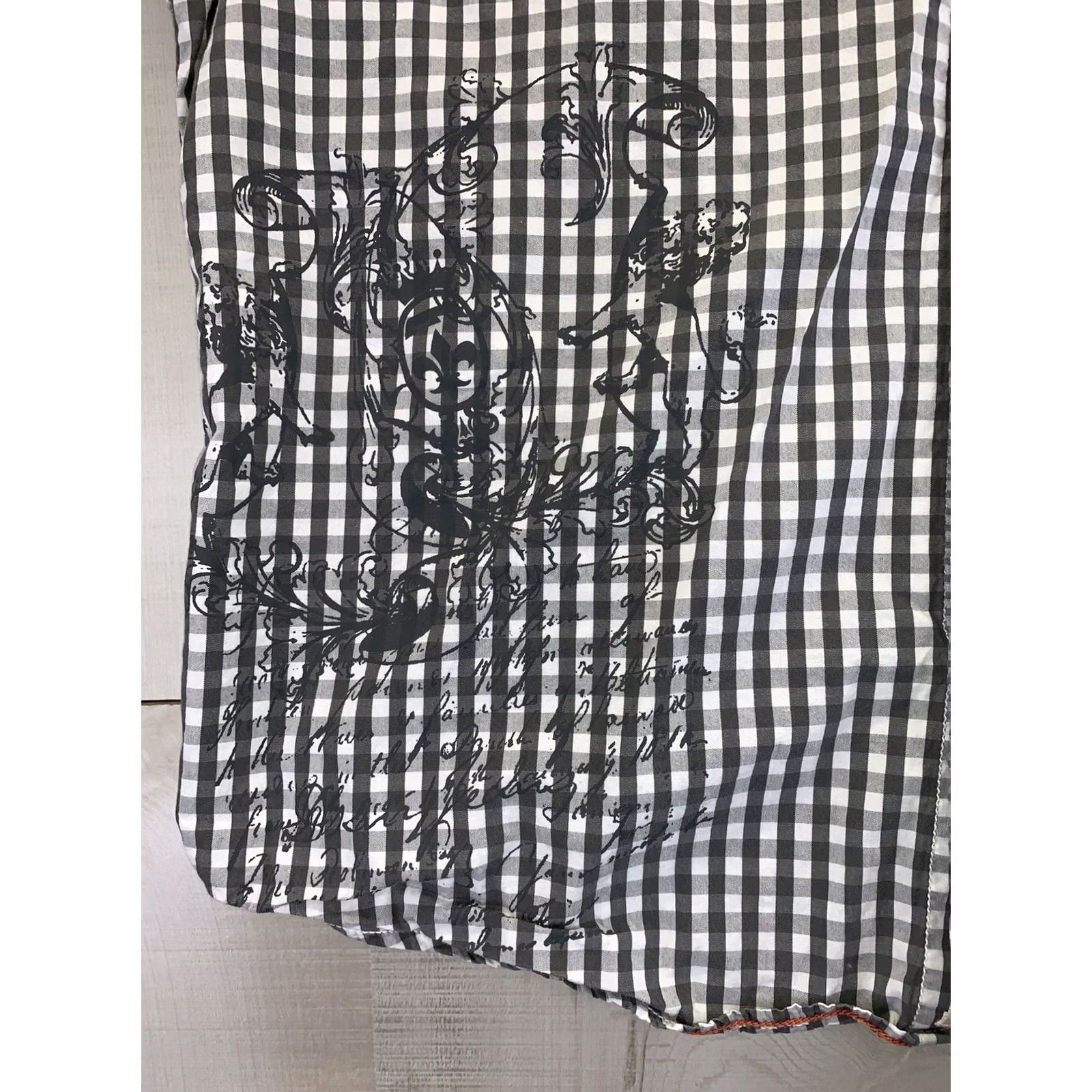 DKNY DKNY Mens XL Cotton Button Up Graphic Front Shirt-6439 Shirt XL Gray White Men Logo Button-Up Vintage No Size US XL / EU 56 / 4 - 3 Thumbnail