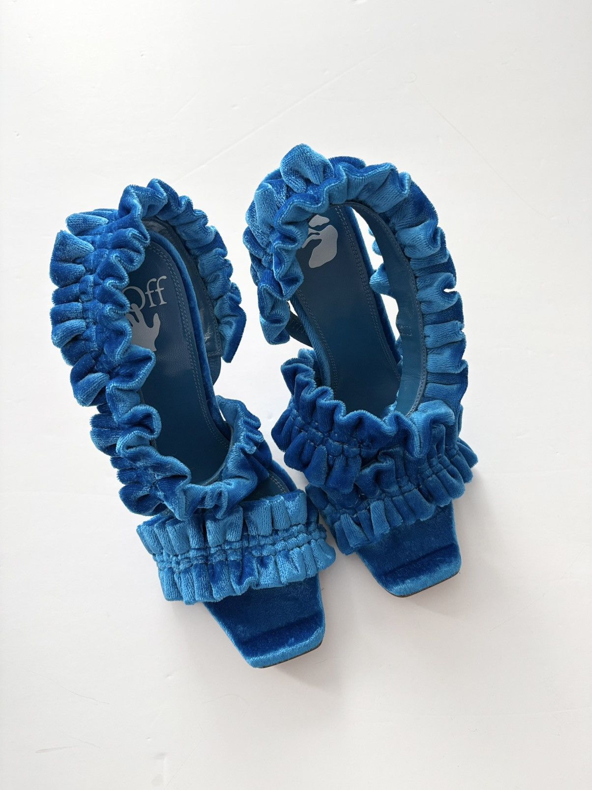 Off-White Off White Allen Curtain velvet ruffle sandals Size US 6 / IT 36 - 2 Thumbnail