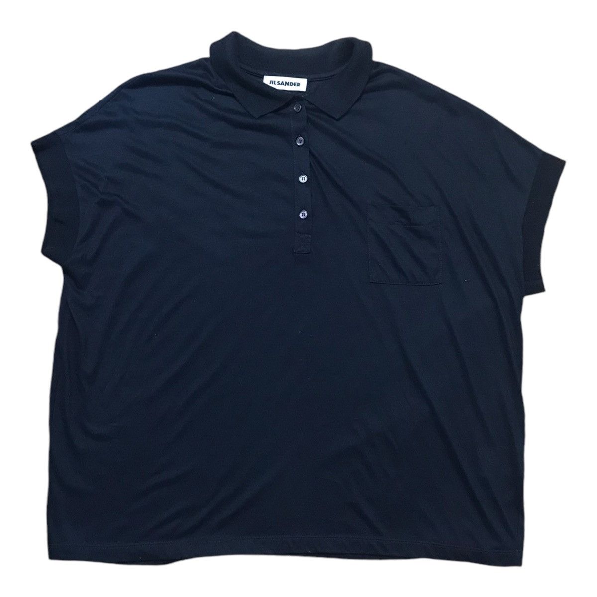 Designer × Jil Sander Jil Sander Dark Blue Collar Tshirt Size US M / EU 48-50 / 2 - 1 Thumbnail