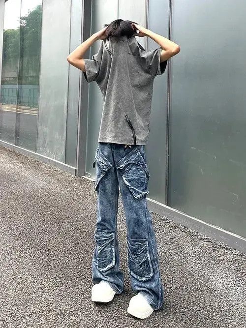 Jean Wide-Leg Cargo Jeans with Distinctive Pocket Detailing Size US 30 / EU 46 - 3 Thumbnail