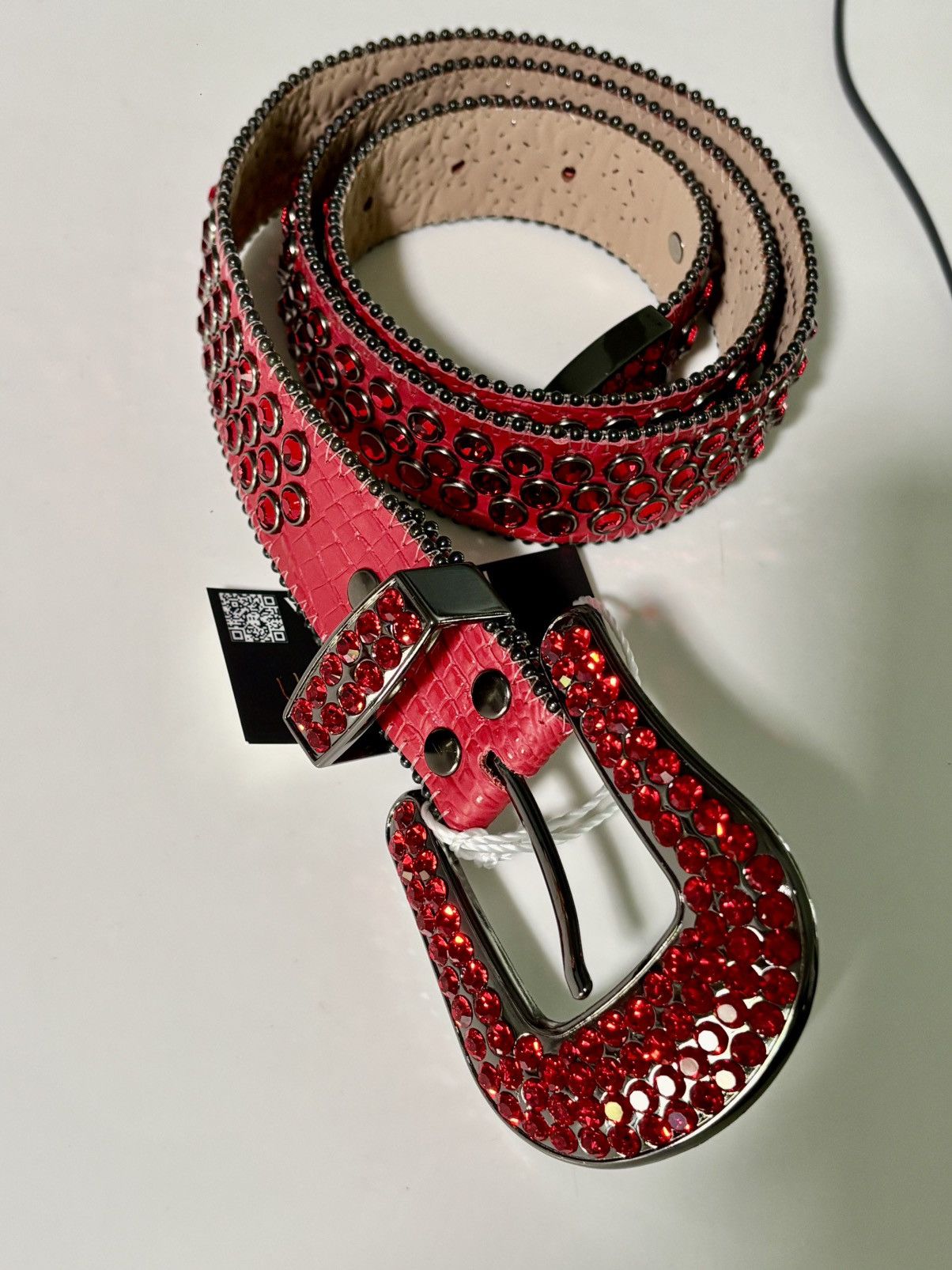 B.B. Simon B.B. Simon Khayyam Red Crystal Belt Size 36 - 3 Thumbnail