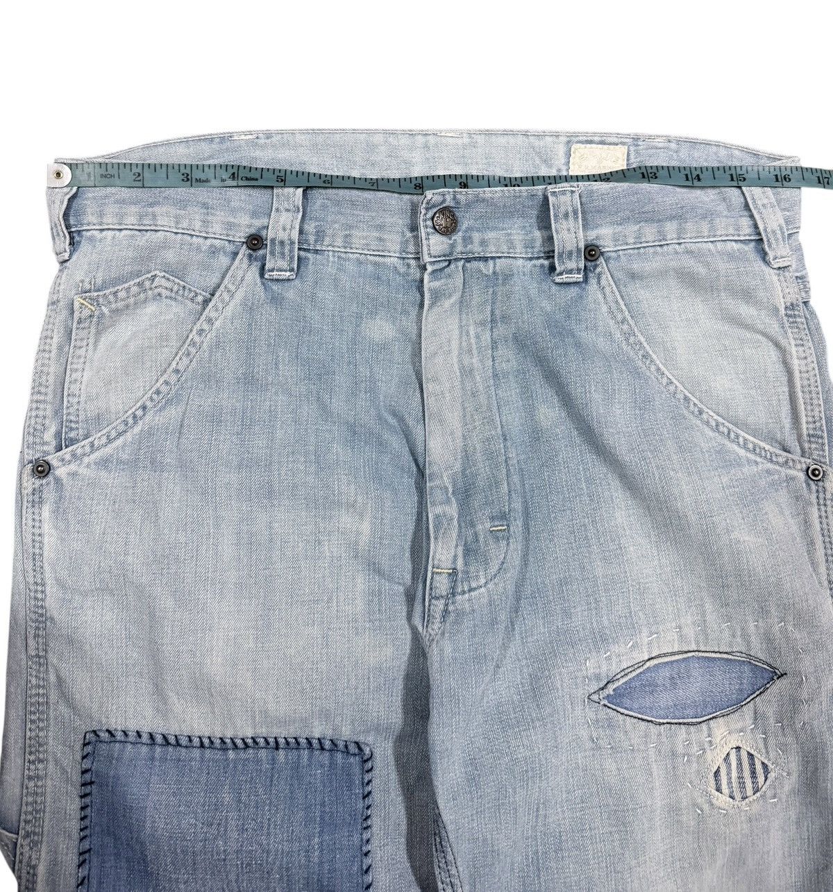 Blue Blue Japan Vtg🔥H.R Market Blue Blue Japan Carpenter Sashiko Jeans Size US 33 - 9 Thumbnail