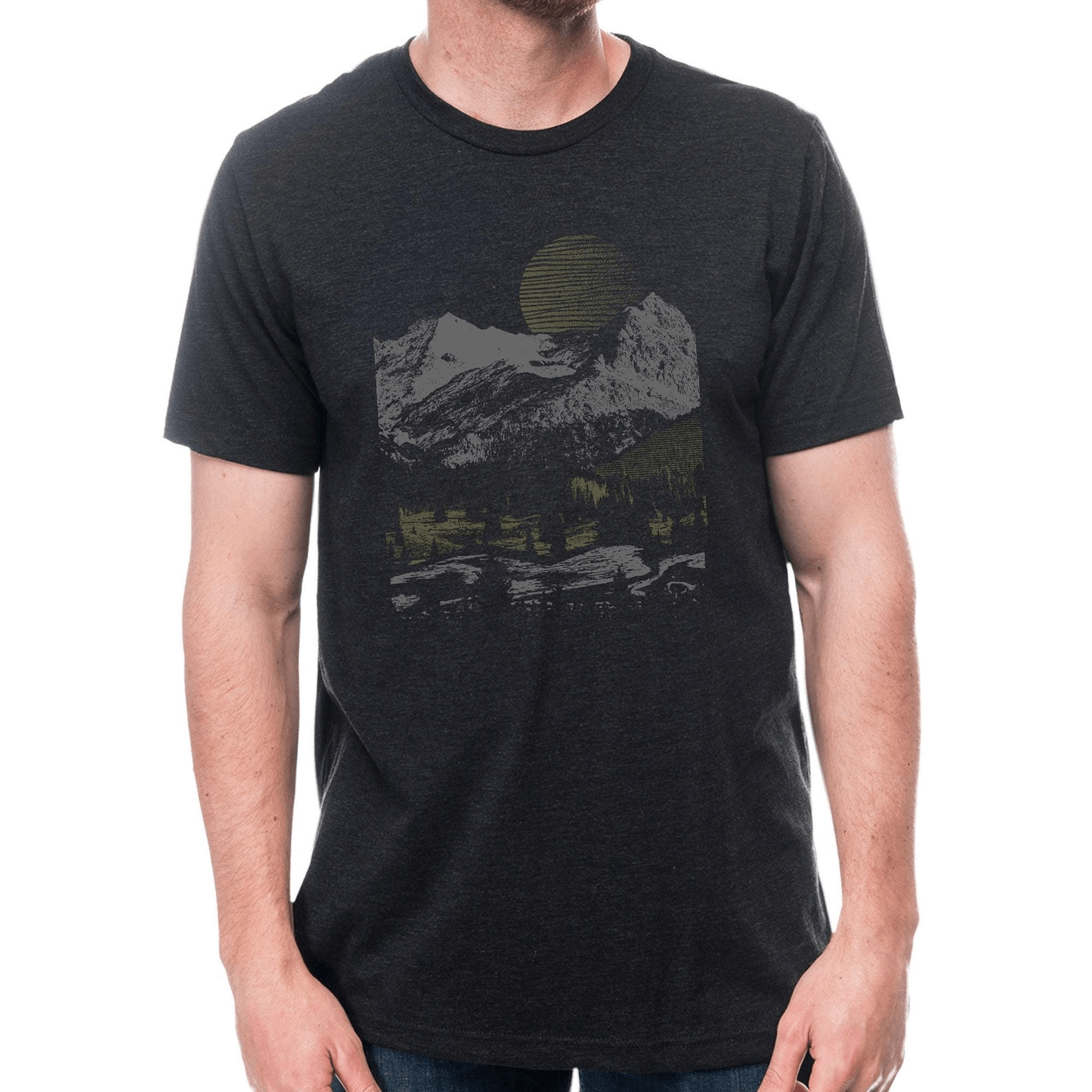 Designer × Vintage Men’s Tri-Blend Graphic Tee - Mountain Duotone Size US M / EU 48-50 / 2 - 1 Thumbnail