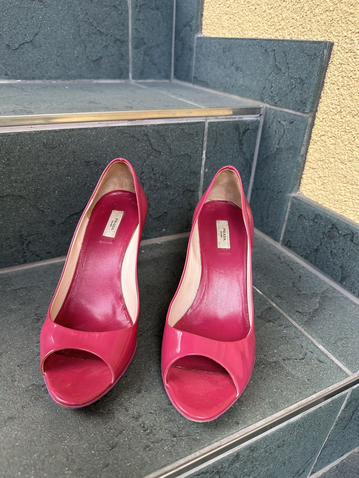 Prada Prada Womens Sz 36.5 Patent Leather Platform Heels Sz 6.5-7 Size US 6.5 / IT 36.5 - 4 Thumbnail