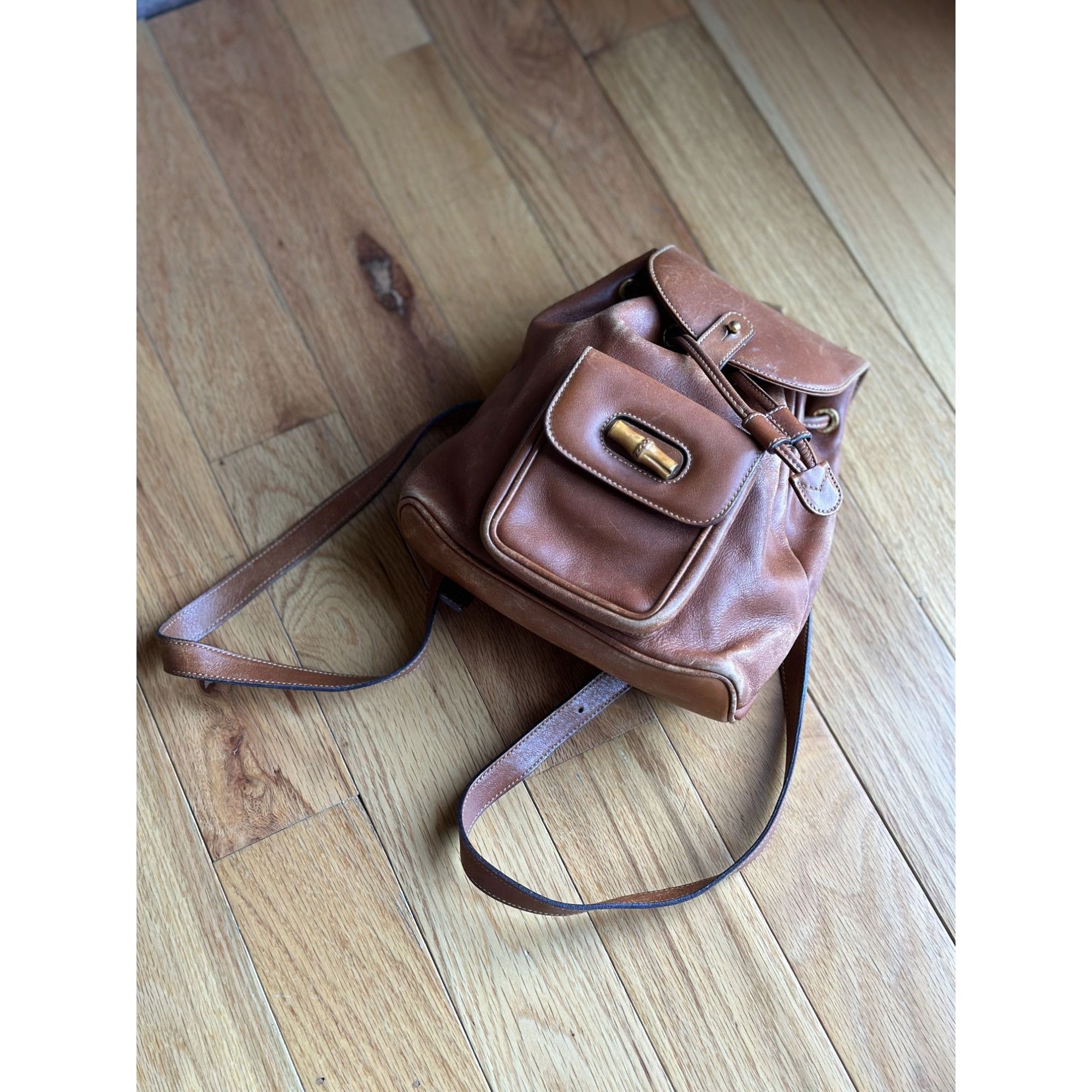 Gucci AUTH GUCCI BAMBOO BACKPACK BROWN LEATHER - Z0940 Size ONE SIZE - 7 Thumbnail