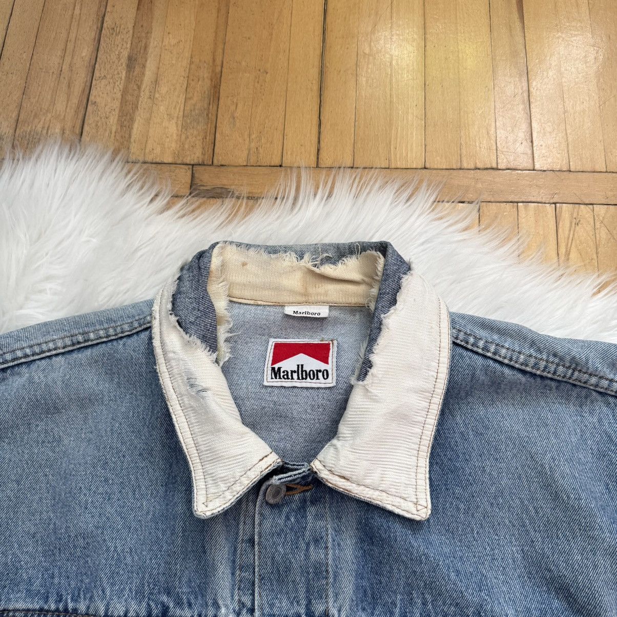 Marlboro 📌 Vintage 90s Marlboro Distressed Denim Y2K Crazy Jacket Size US L / EU 52-54 / 3 - 3 Thumbnail