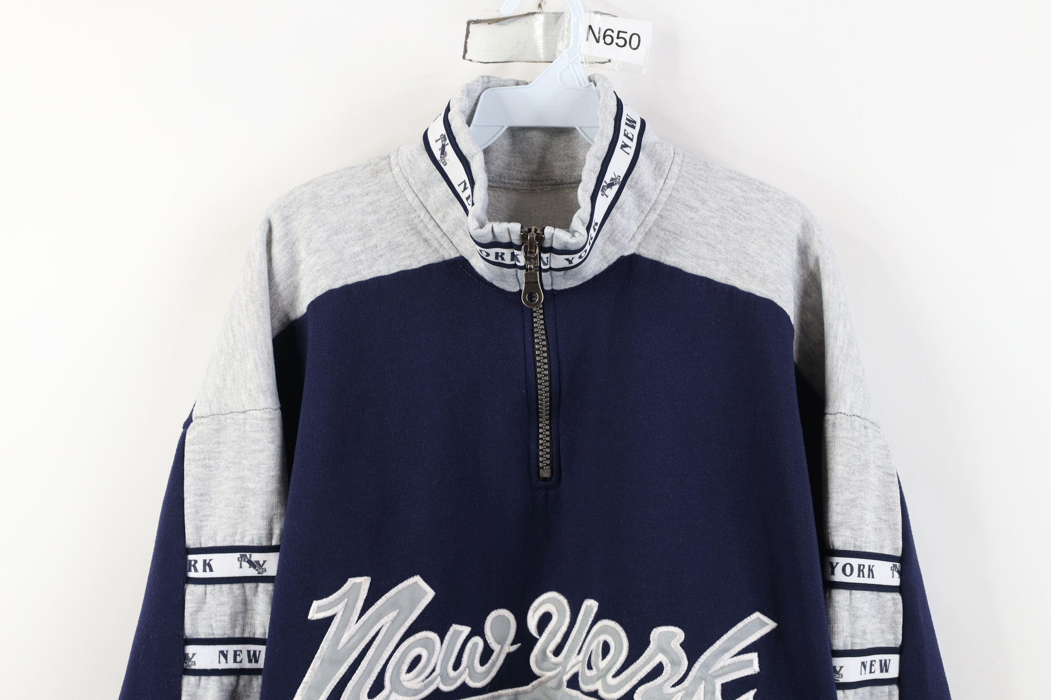 Vintage Vintage 90s Y2K Streetwear New York 1/4 Half Zip Sweatshirt Size US XXL / EU 58 / 5 - 2 Thumbnail