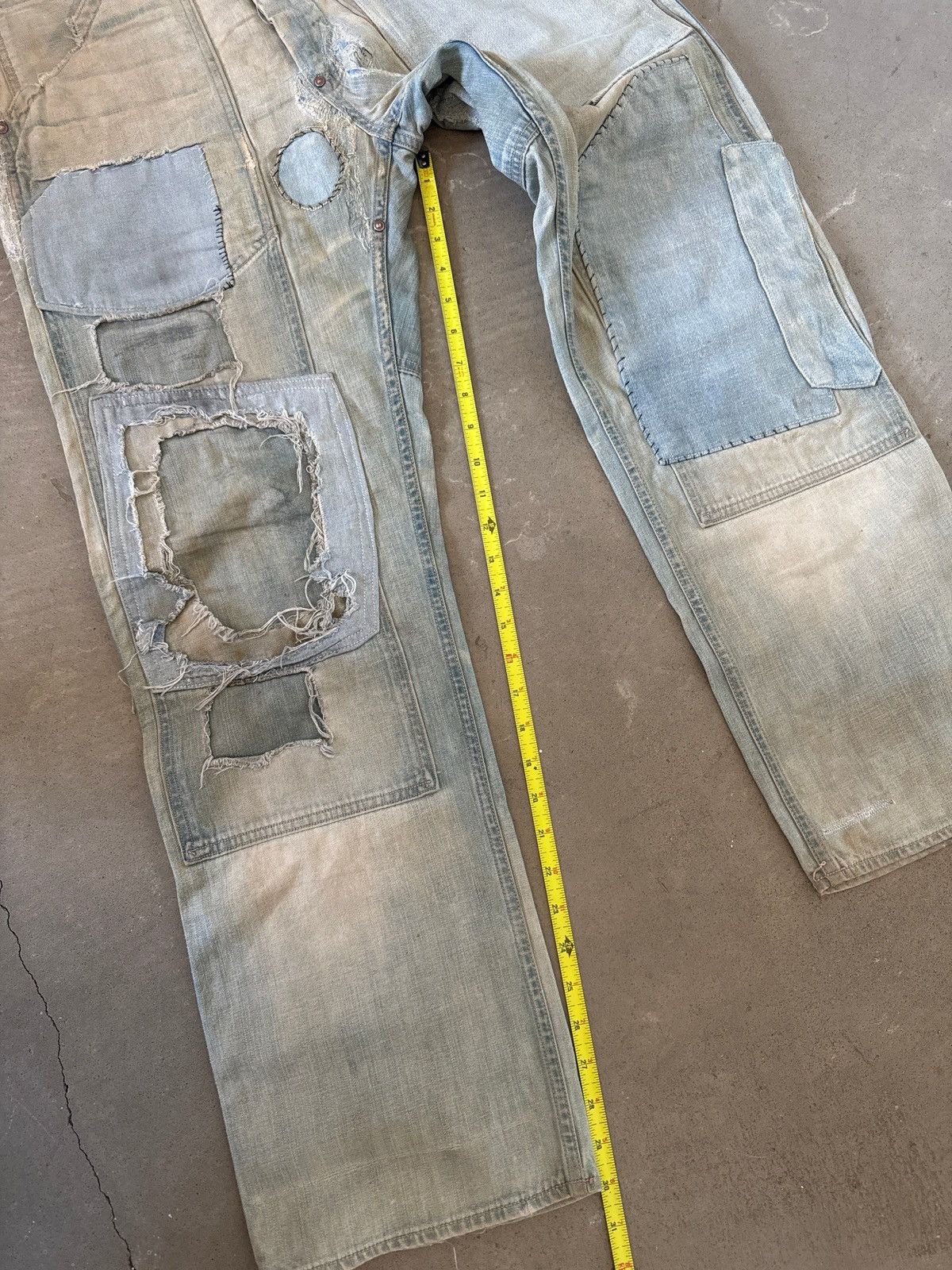RRL Ralph Lauren RRL by Polo Ralph Lauren Indigo Distressed Patchwork Selvedg Size US 32 / EU 48 - 10 Thumbnail