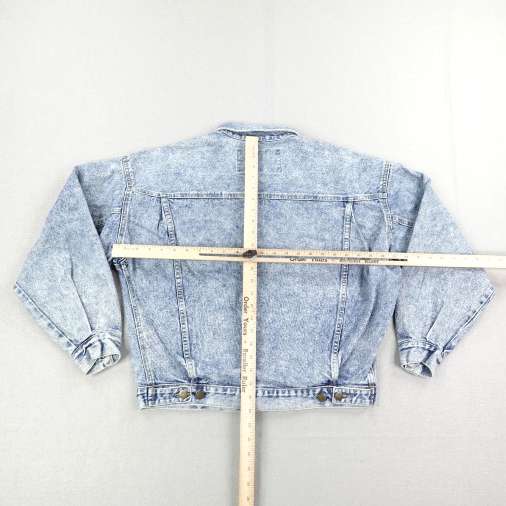 Guess VINTAGE Guess Jacket Mens Medium Blue Acid Wash Denim Jean Trucker Coat 90s USA Size US 31 - 6 Thumbnail