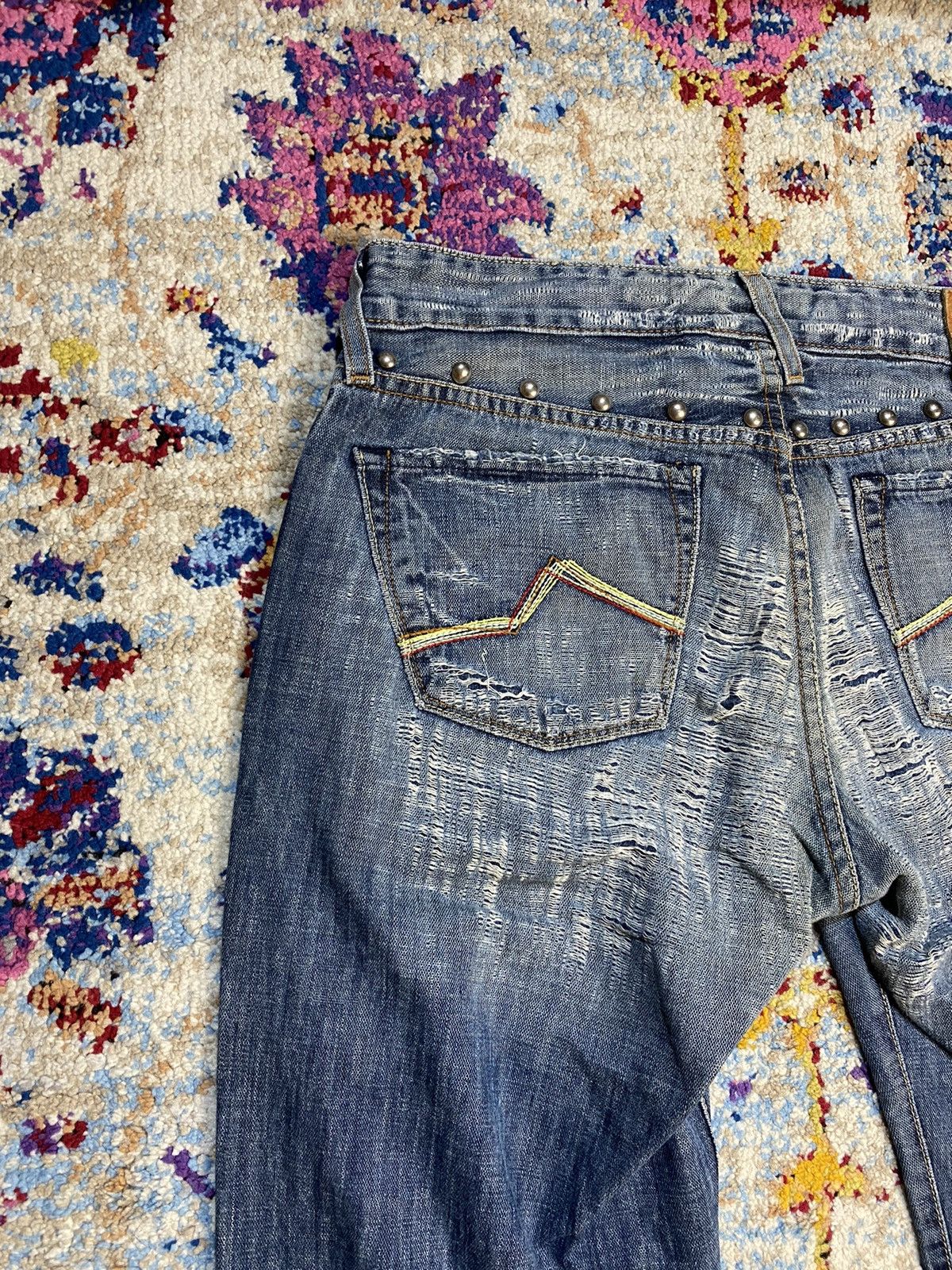 Other LA Denim Atelier Studs Ripped Flared Boot Cut Jeans Size US 30 / EU 46 - 3 Thumbnail