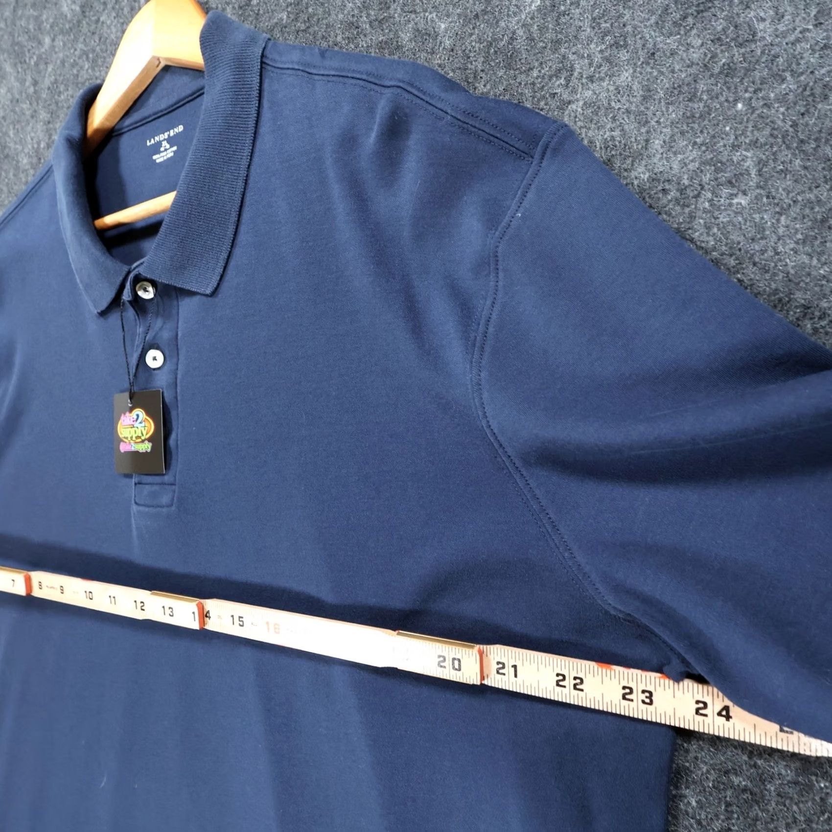 Lands' End Lands' End Polo Shirt Mens XL Navy Blue 100% Pima Cotton Short Sleeve Size US XL / EU 56 / 4 - 3 Thumbnail