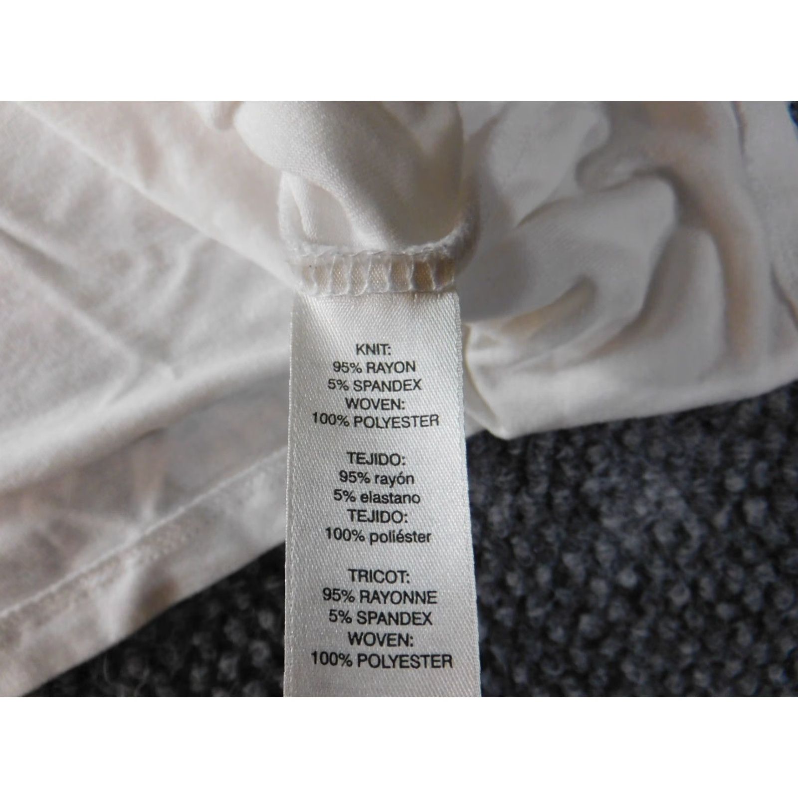Vintage Chicos Blouse Shirt Womens 1 White V-Neck Pullover Stretch Rayon Polyester Spandex Knit Casual Regular Long Sleeve Classic Basic Polo Size XS / US 0-2 / IT 36-38 - 7 Thumbnail
