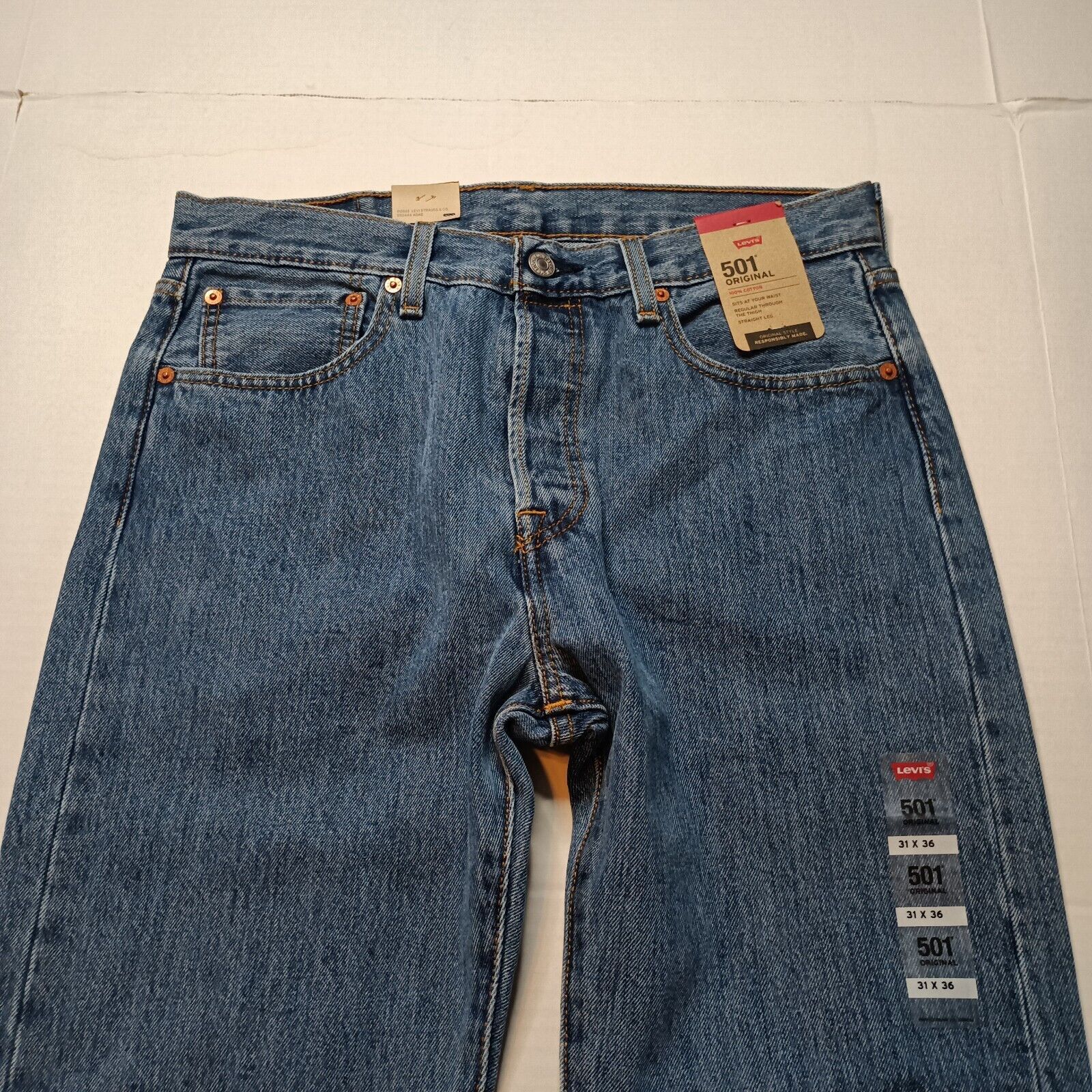 Levi's Levi's 501 Original Jeans Men's 31x36 Blue Button Fly Size US 31 - 4 Thumbnail